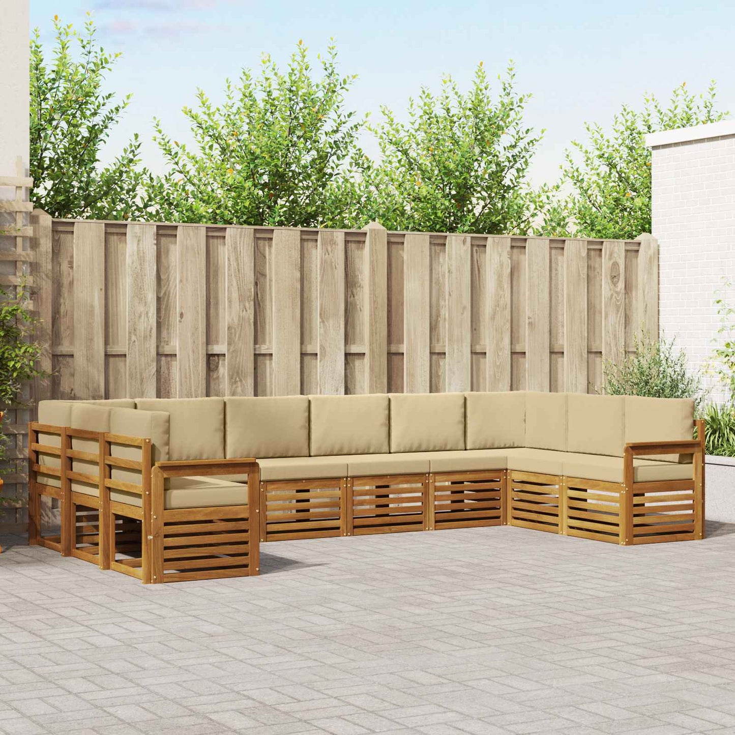 Outdoor-Sofagarnitur 10 stk. Natur und Beige