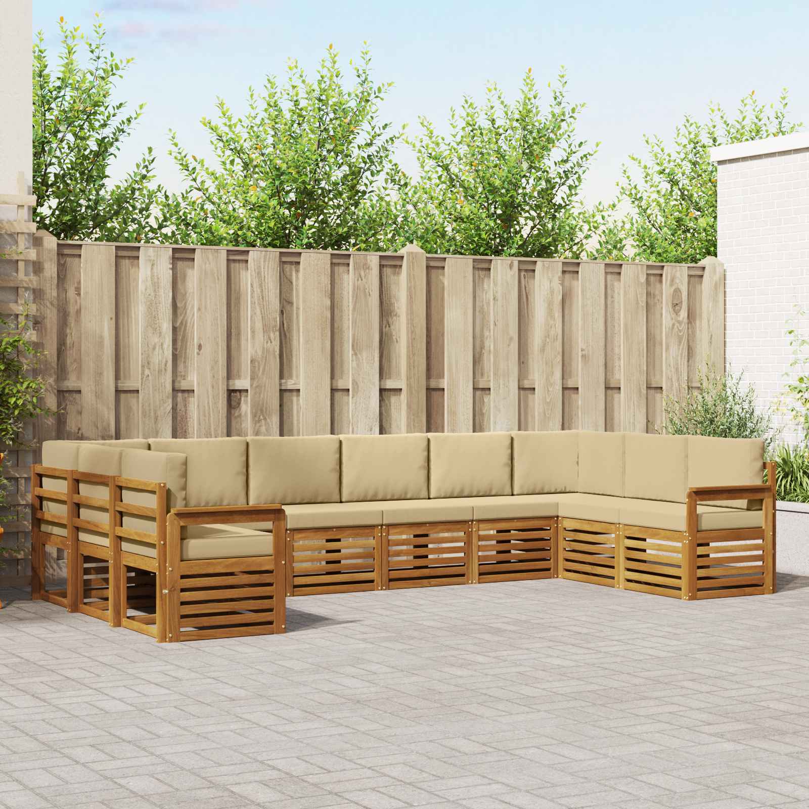 Outdoor-Sofagarnitur 10 stk. Natur und Beige
