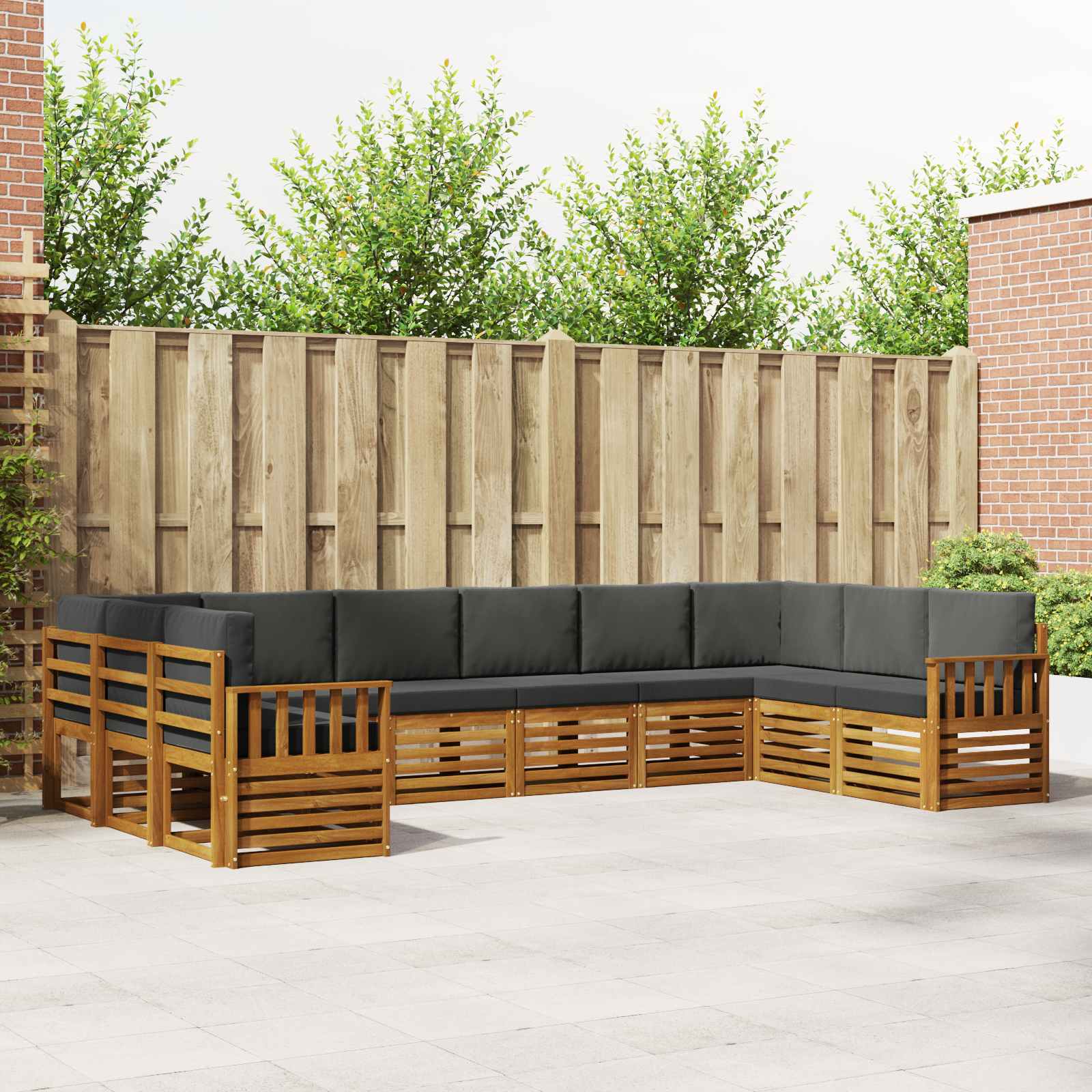 Outdoor-Sofagarnitur 10 stk. Natur und Anthrazit