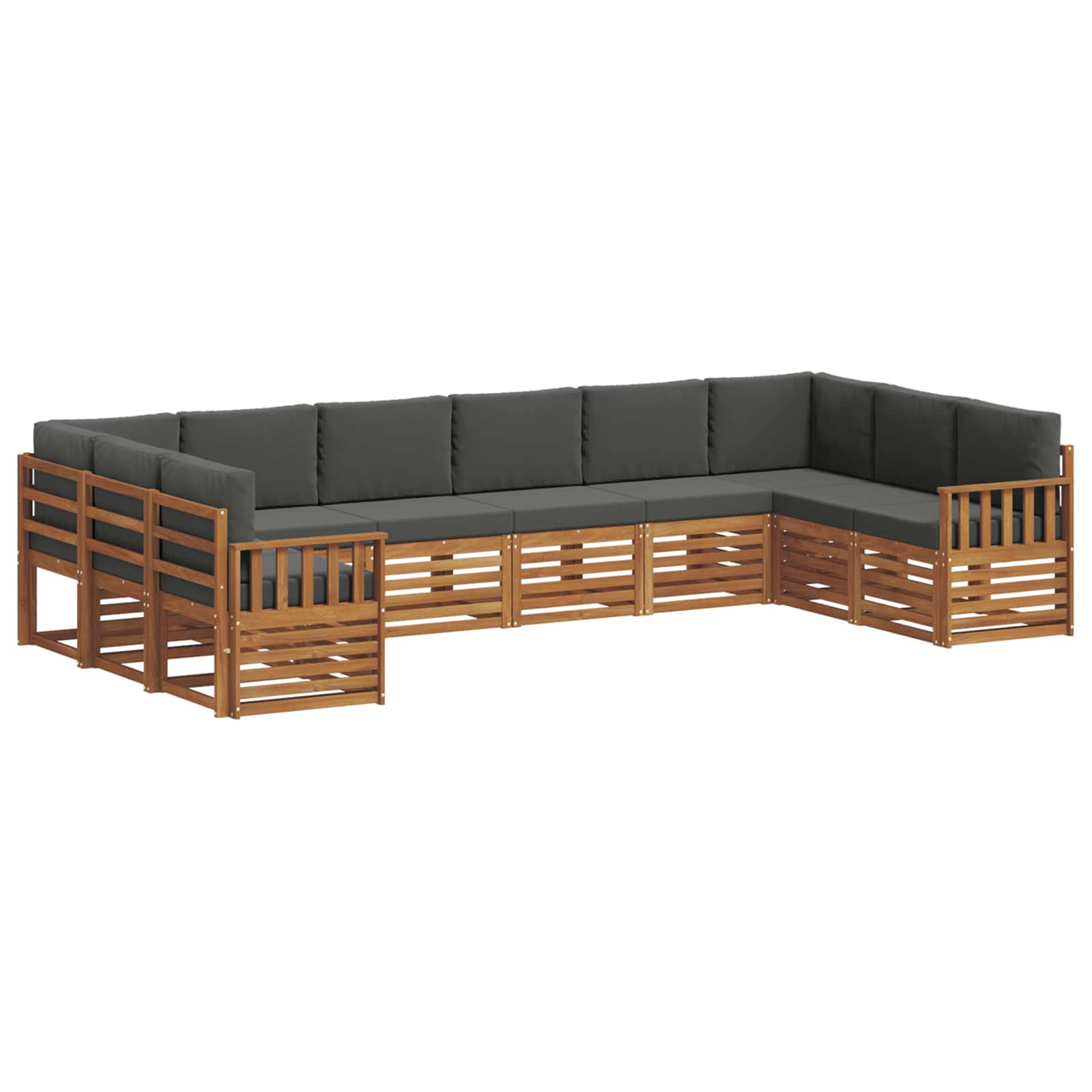 Outdoor-Sofagarnitur 10 stk. Natur und Anthrazit