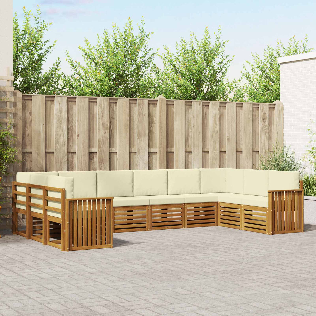 Outdoor-Sofagarnitur 10 stk. Natur und Creme