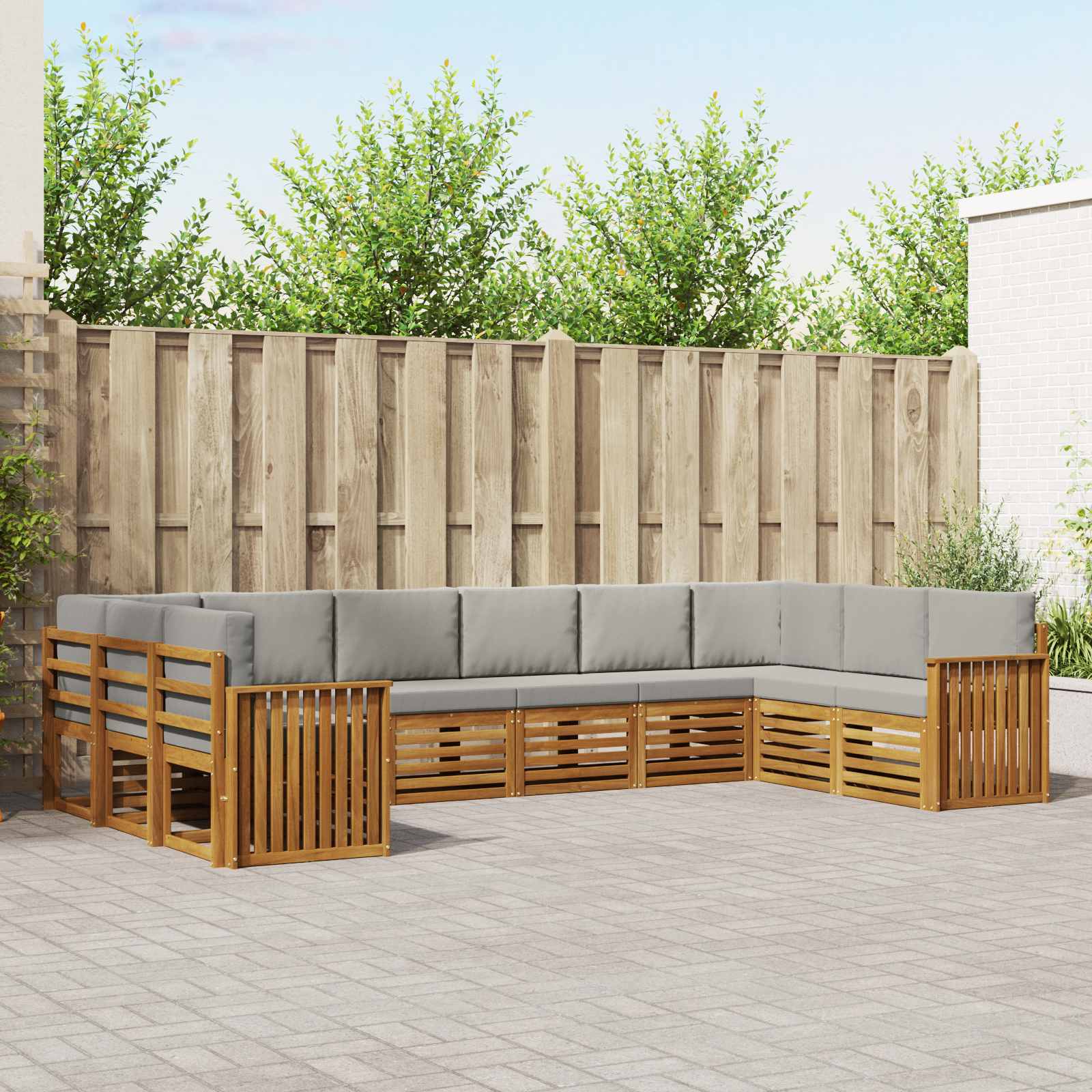 Ecksofa Set mit Kissen 10 pcs Natürlich und Hellgrau
