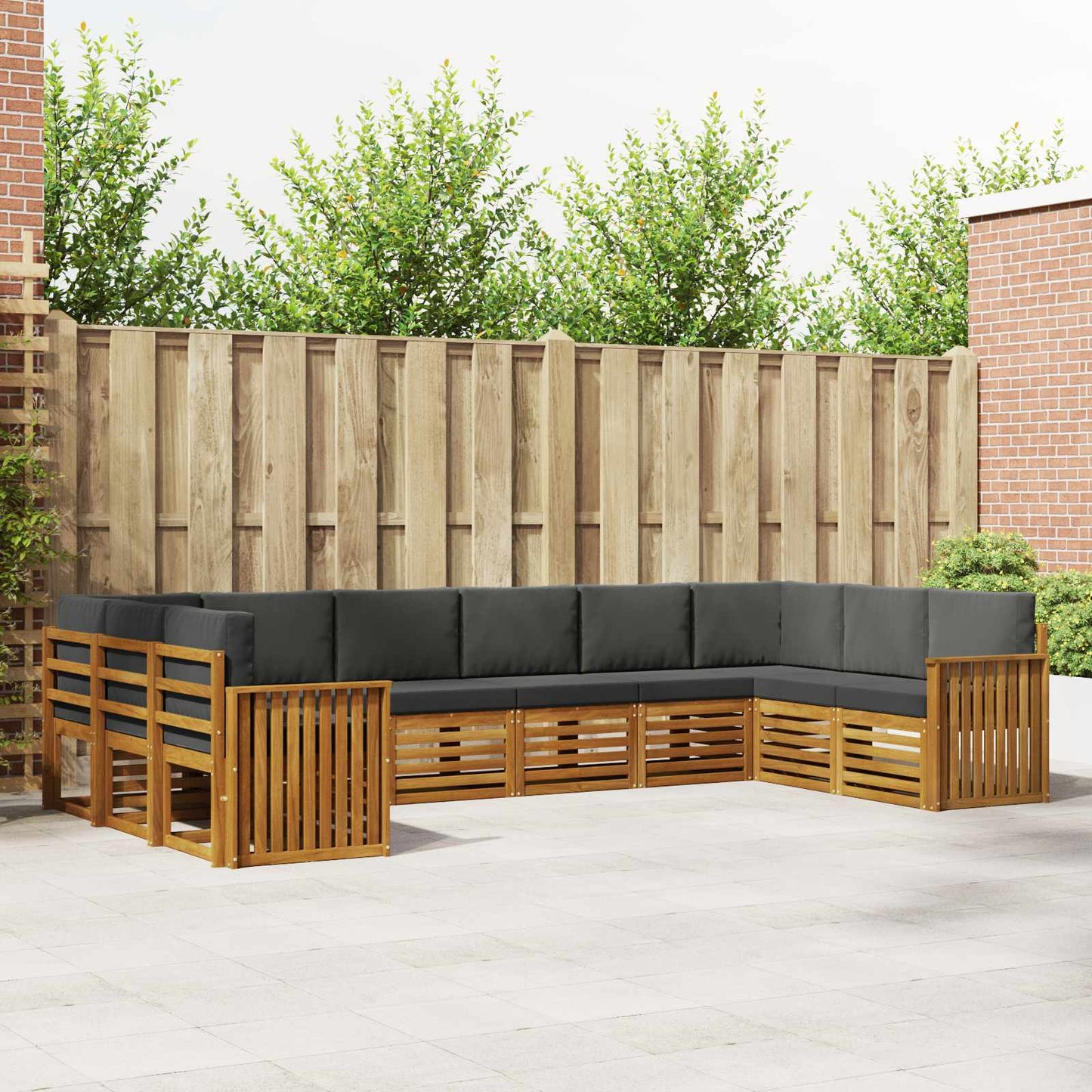 Outdoor-Sofagarnitur 10 stk. Natur und Anthrazit