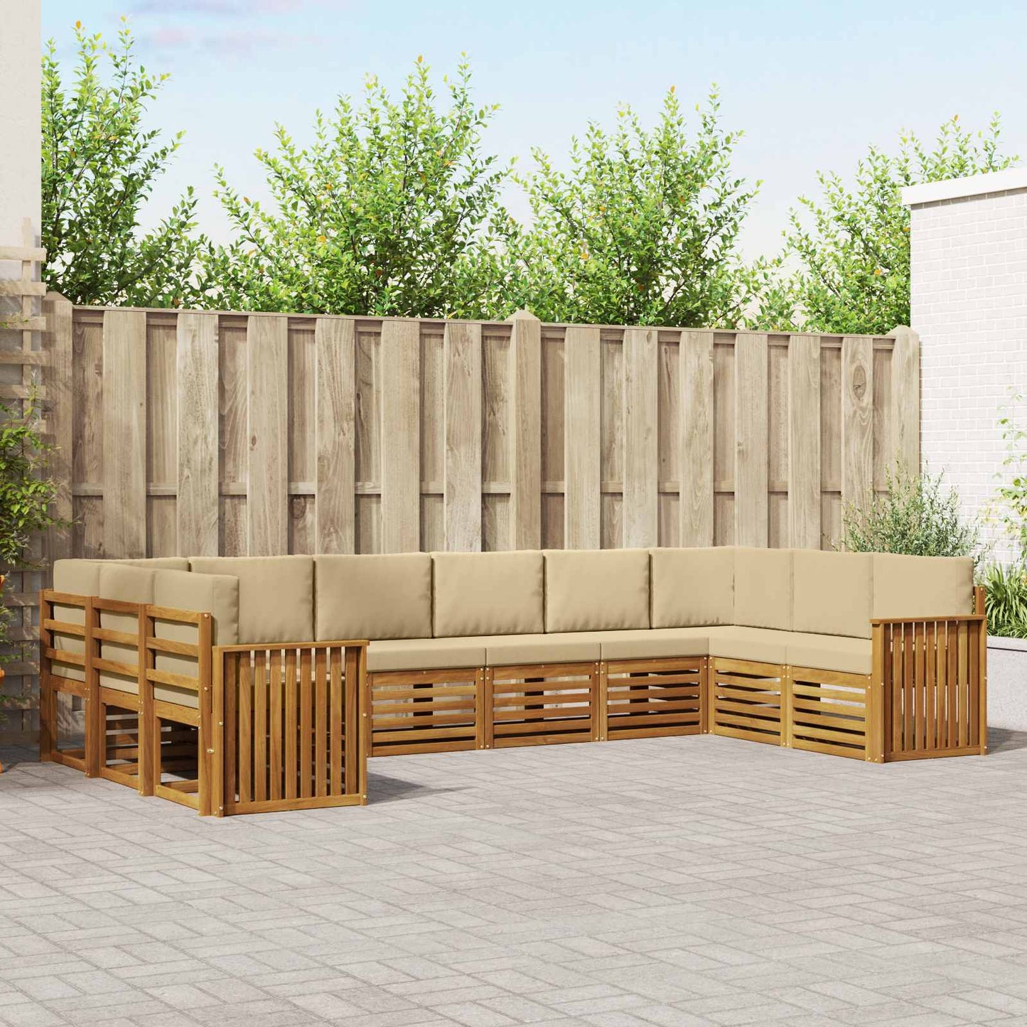 Outdoor-Sofagarnitur 10 stk. Natur und Beige