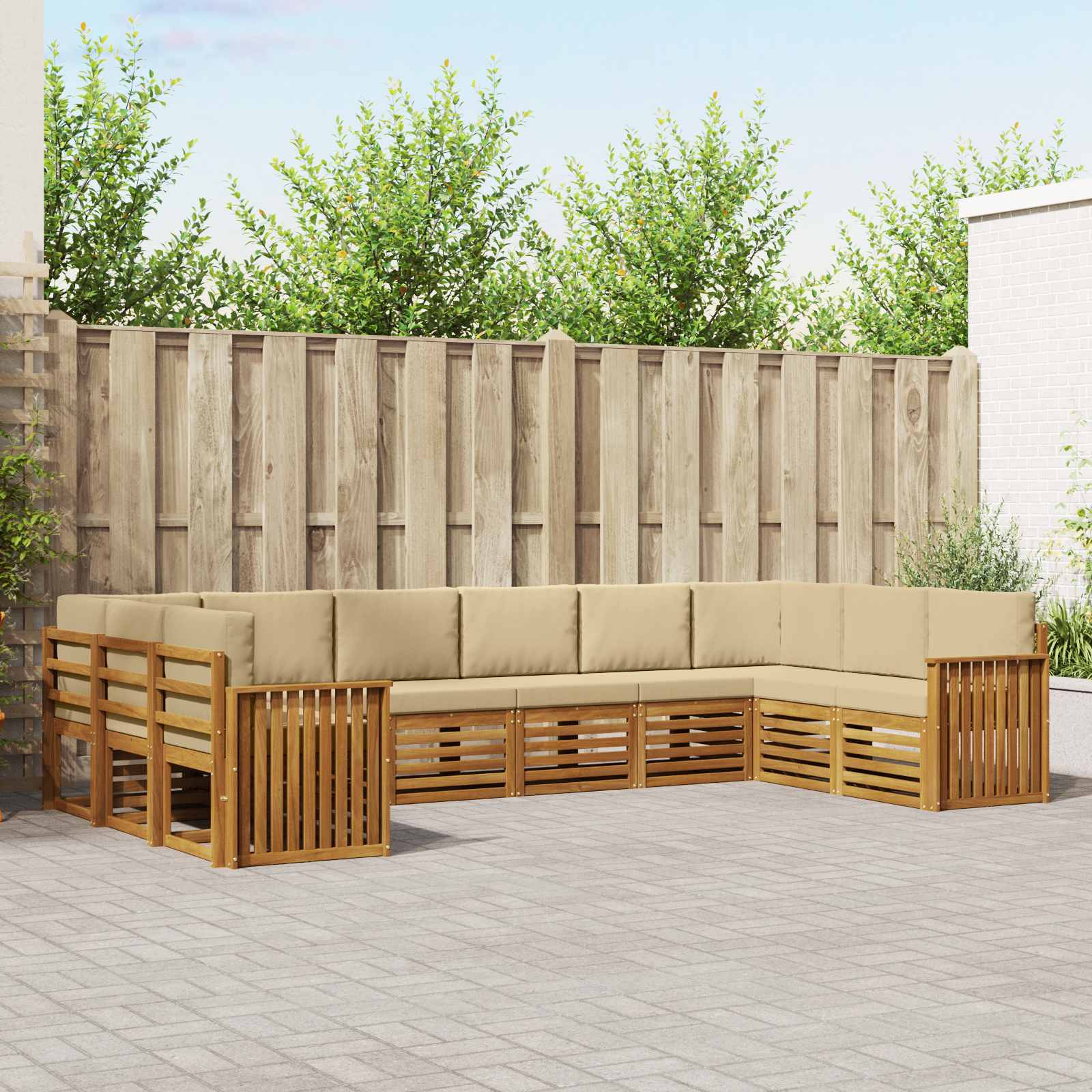 Outdoor-Sofagarnitur 10 stk. Natur und Beige