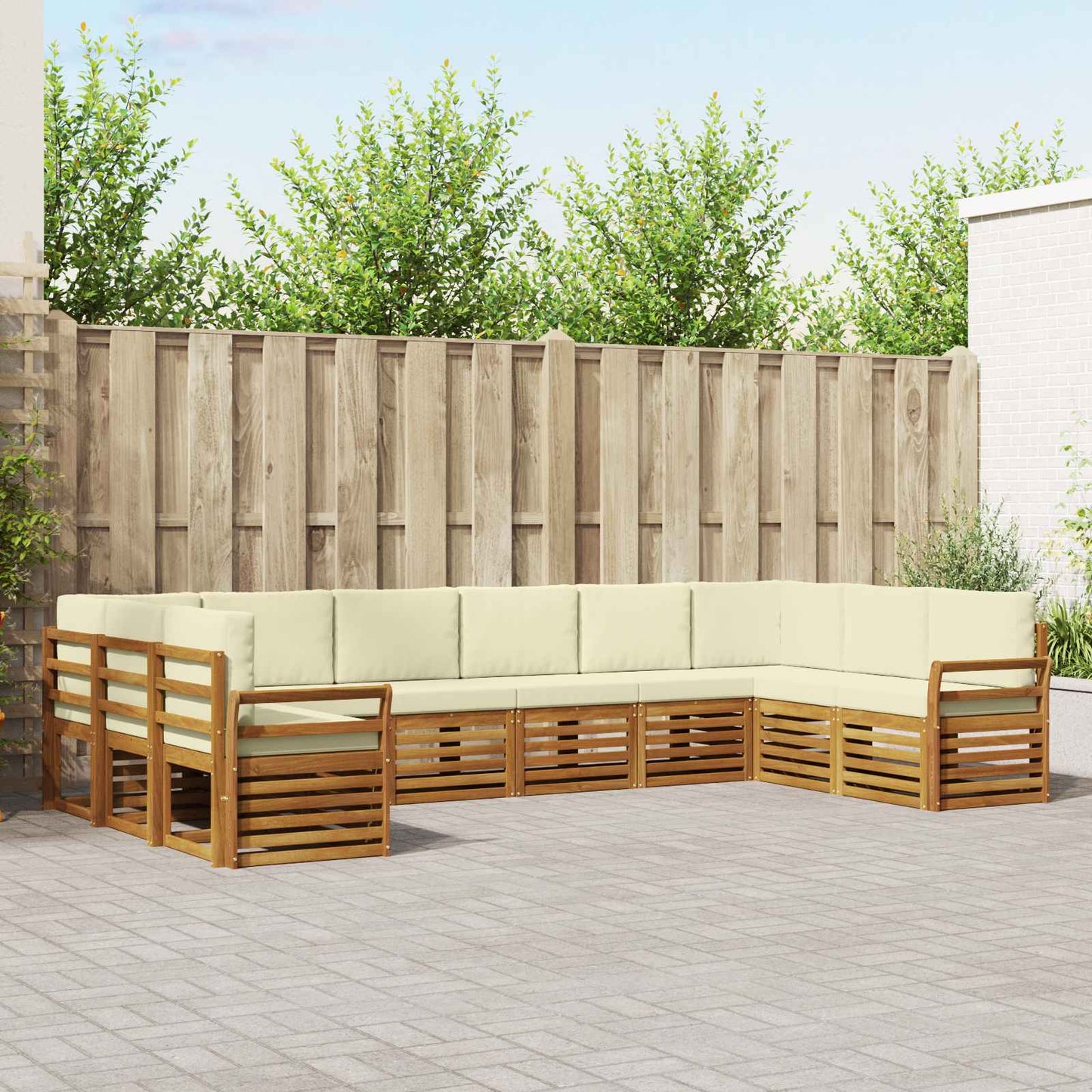 Outdoor-Sofagarnitur 10 stk. Natur und Creme