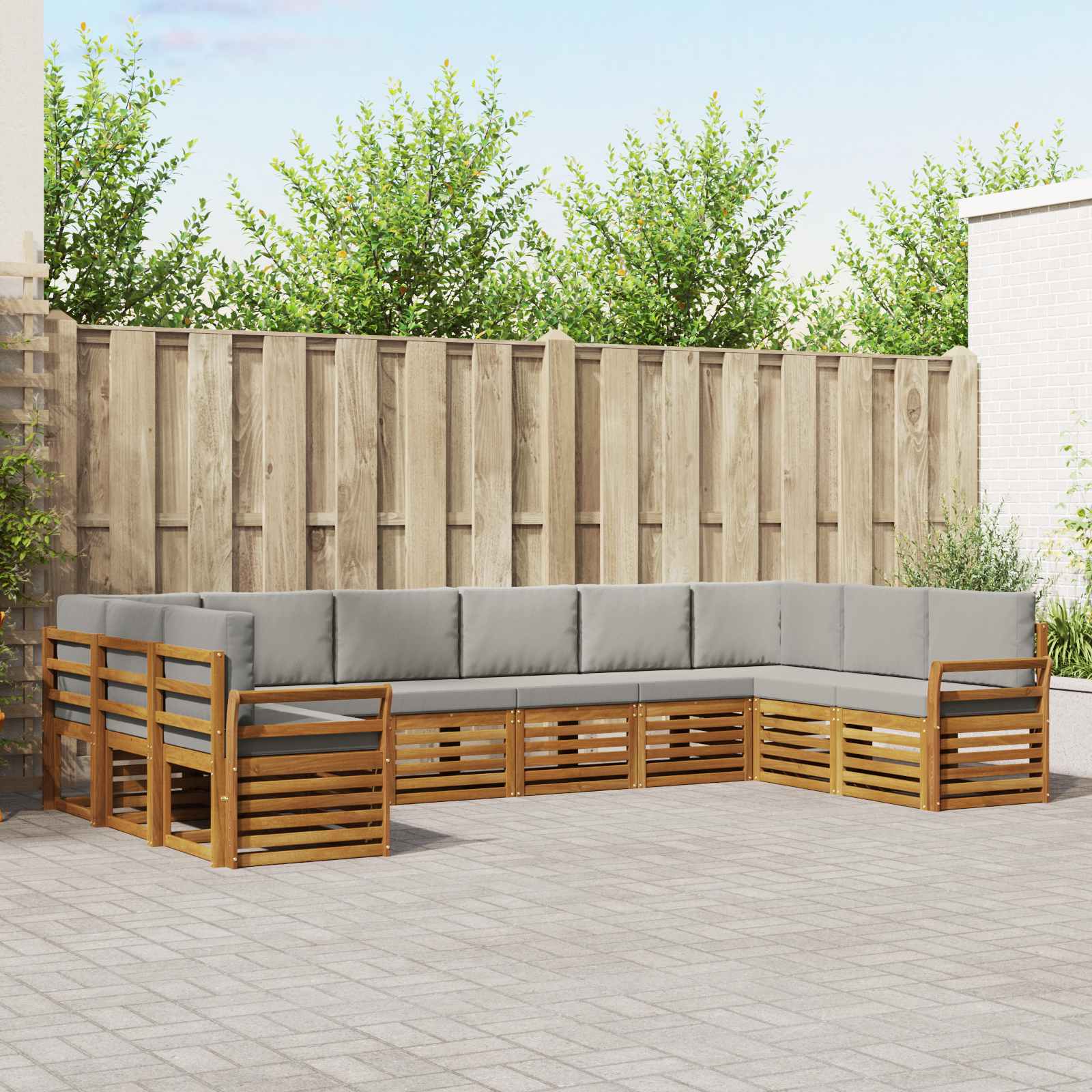 Ecksofa Set mit Kissen 10 pcs Natürlich und Hellgrau