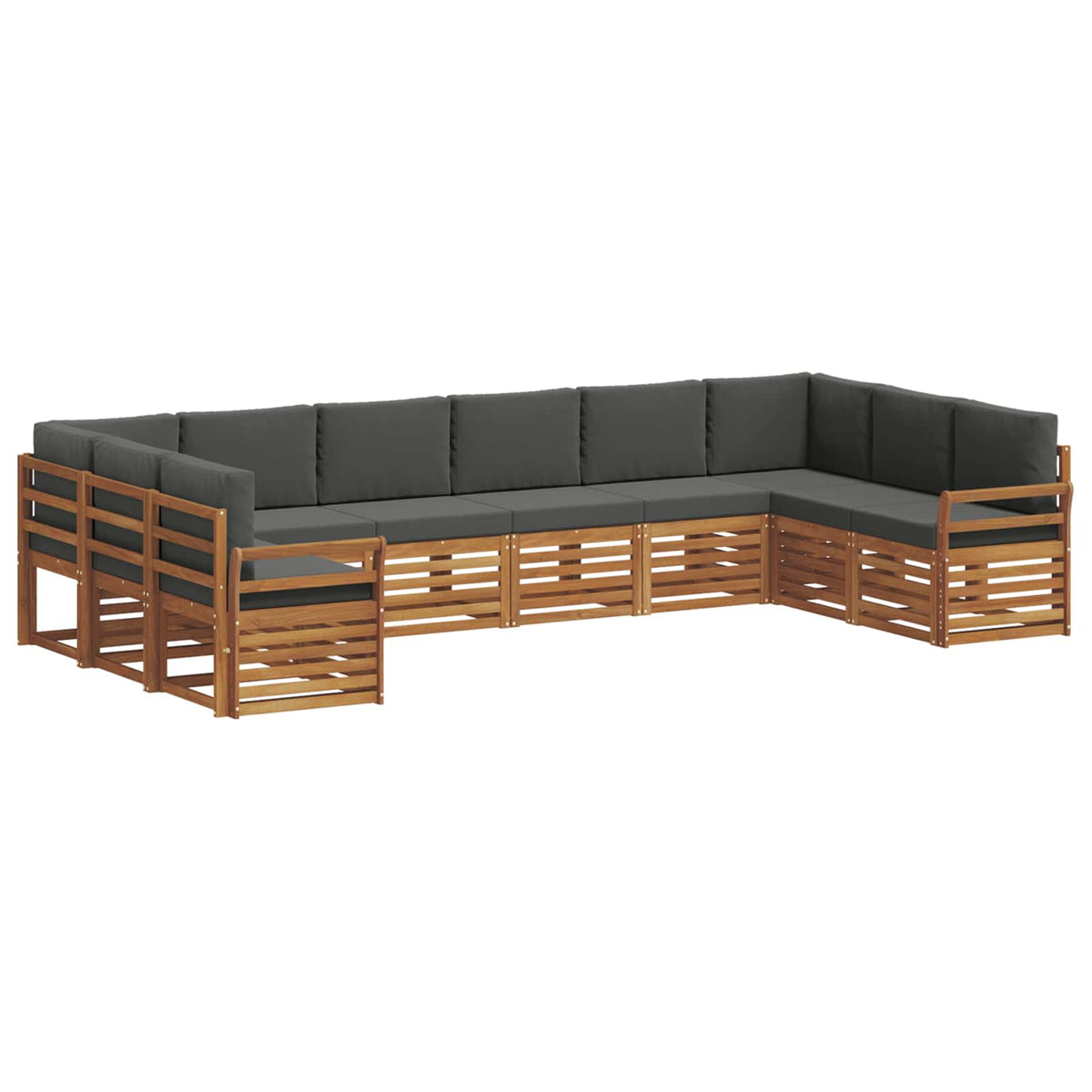 Outdoor-Sofagarnitur 10 stk. Natur und Anthrazit