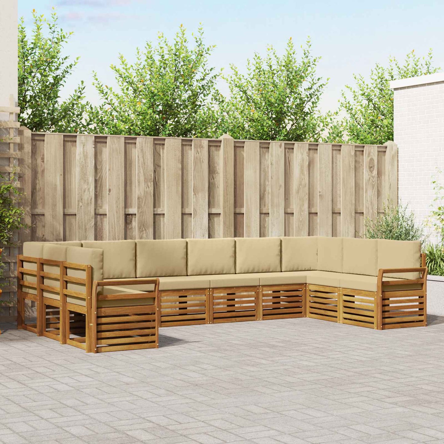 Outdoor-Sofagarnitur 10 stk. Natur und Beige