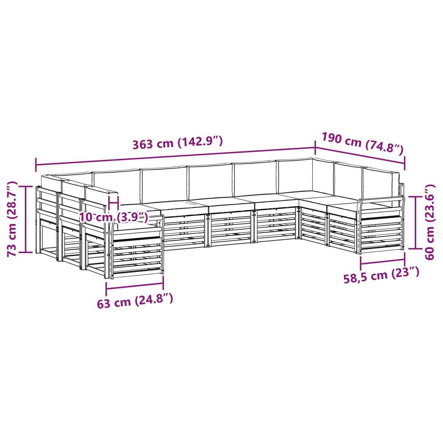 Outdoor-Sofagarnitur 10 stk. Natur und Beige
