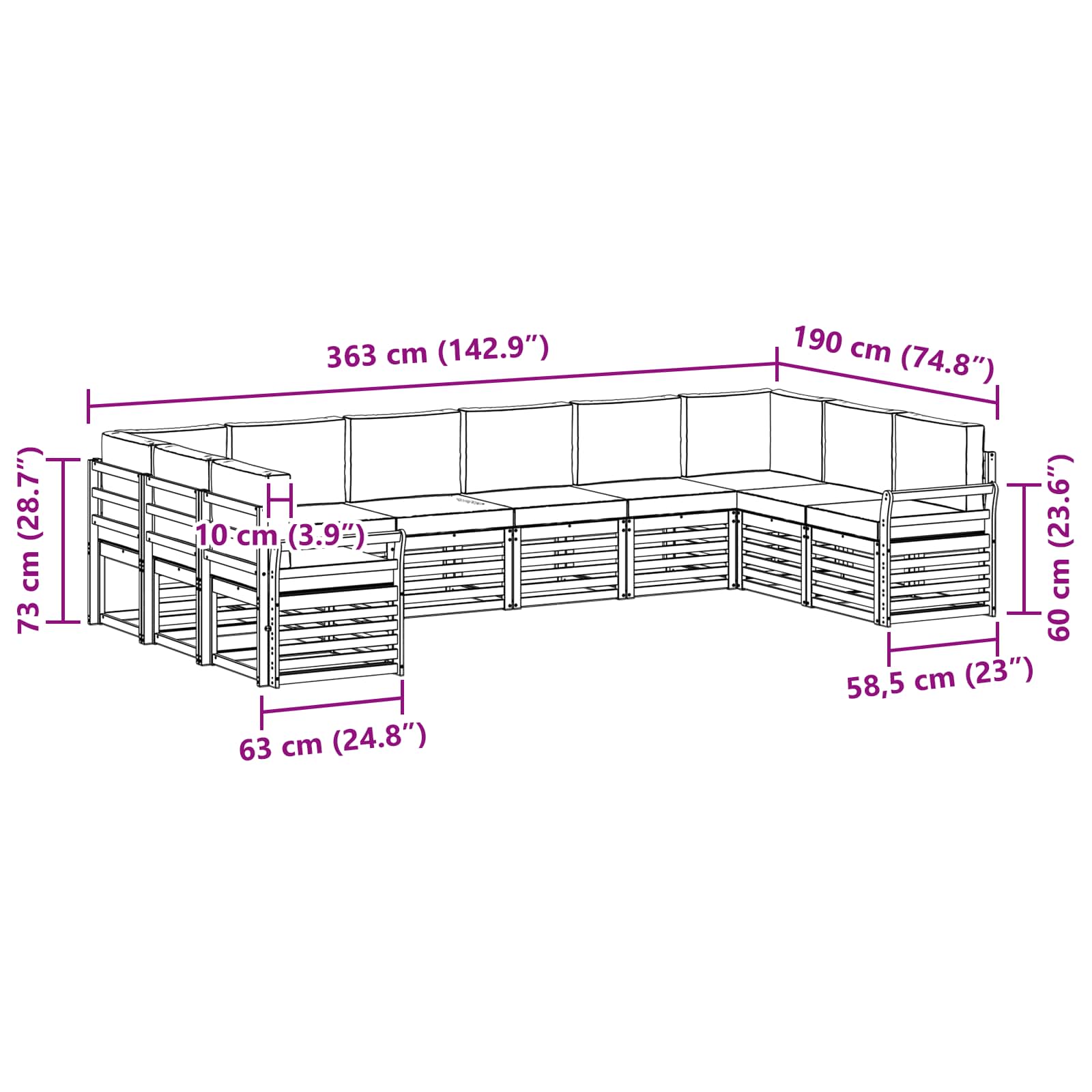 Outdoor-Sofagarnitur 10 stk. Natur und Beige