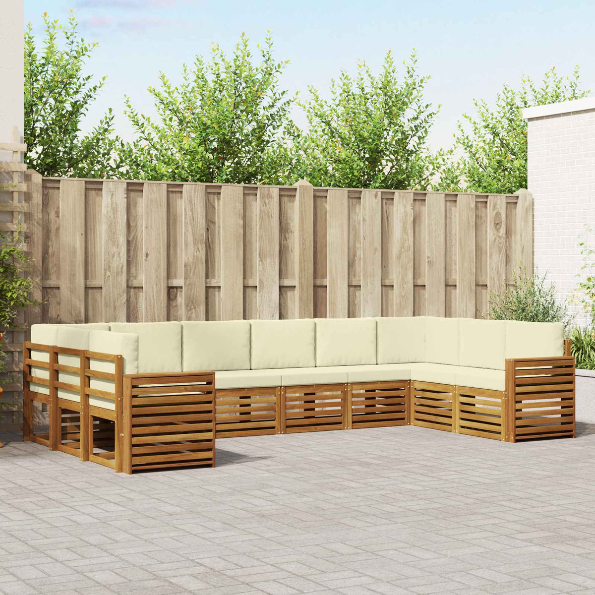 Outdoor-Sofagarnitur 10 stk. Natur und Creme
