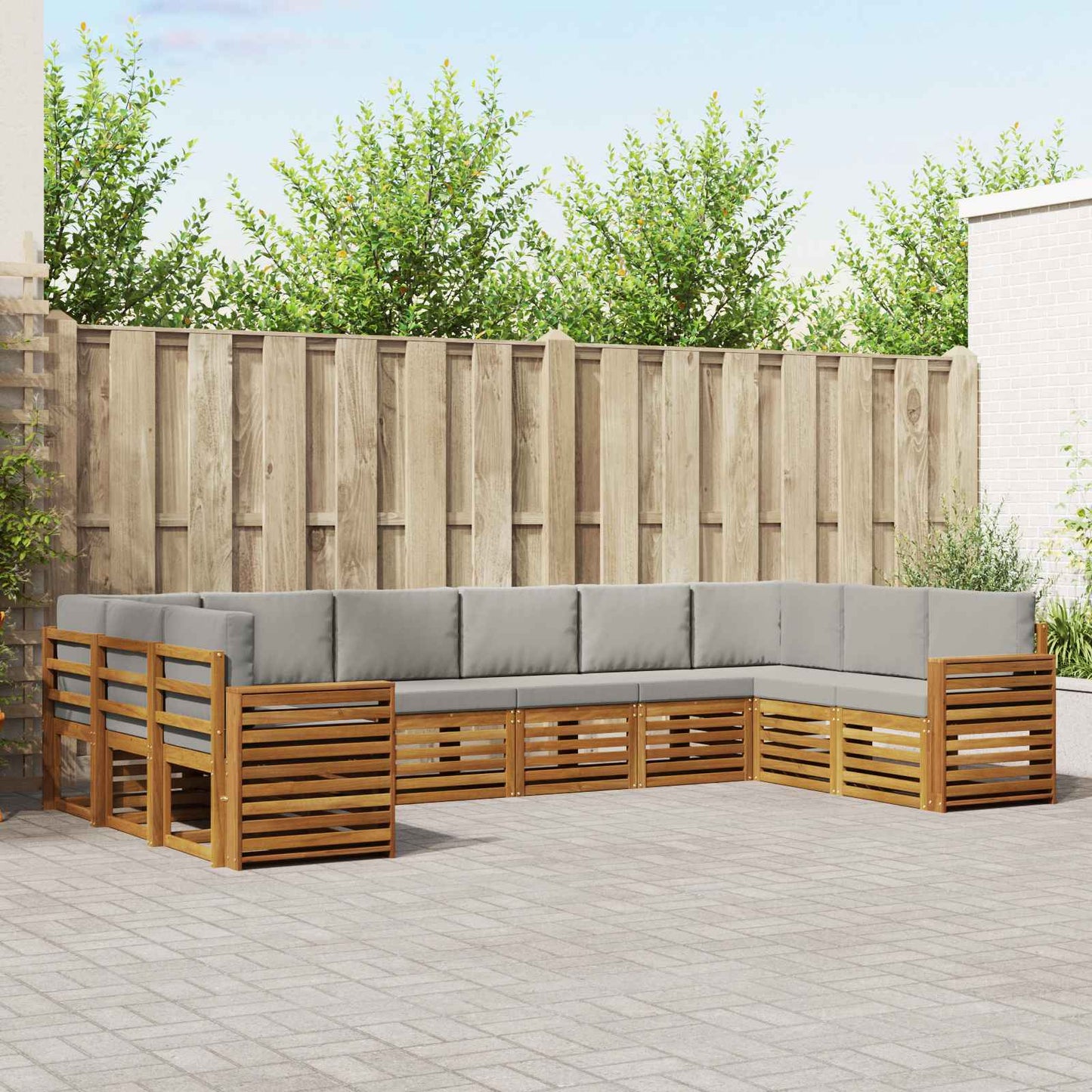 Ecksofa Set mit Kissen 10 pcs Natürlich und Hellgrau