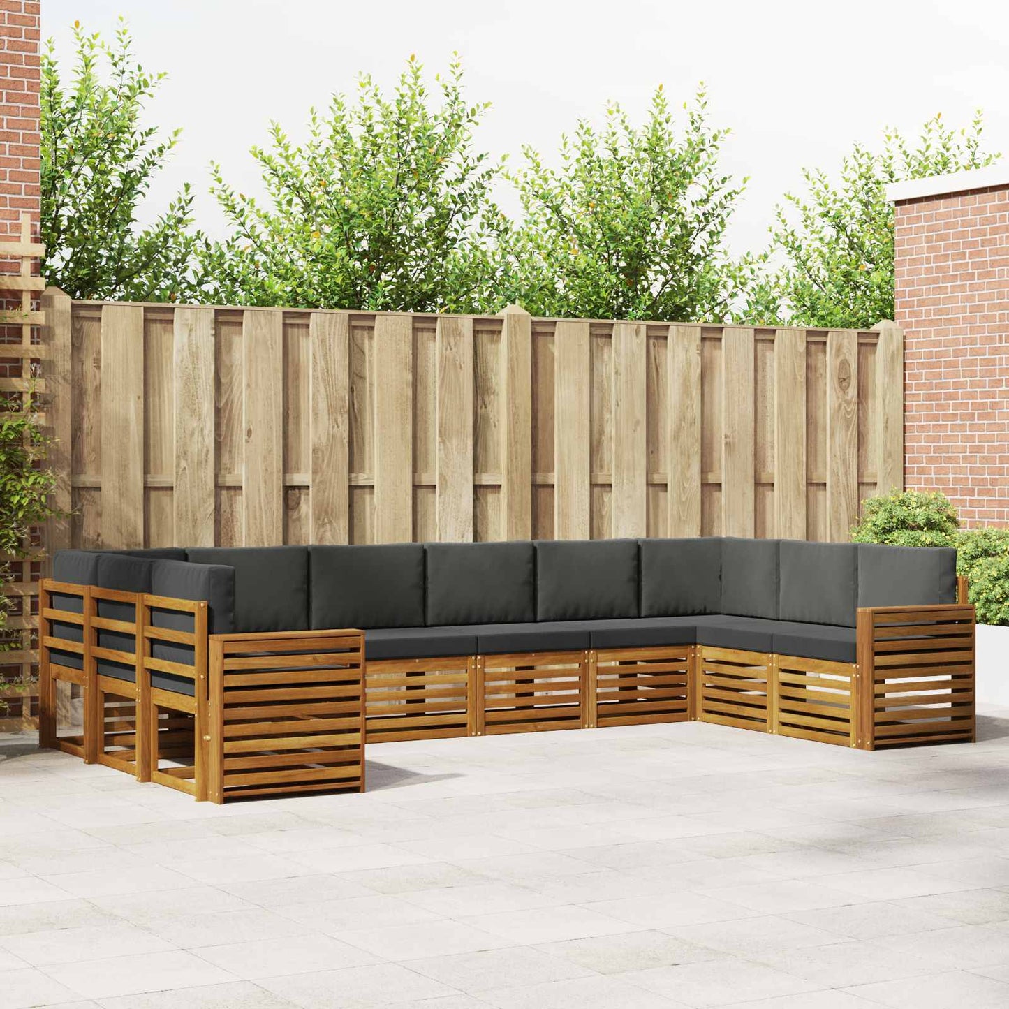 Ecksofa Set mit Kissen 10 pcs Natur und Anthrazit