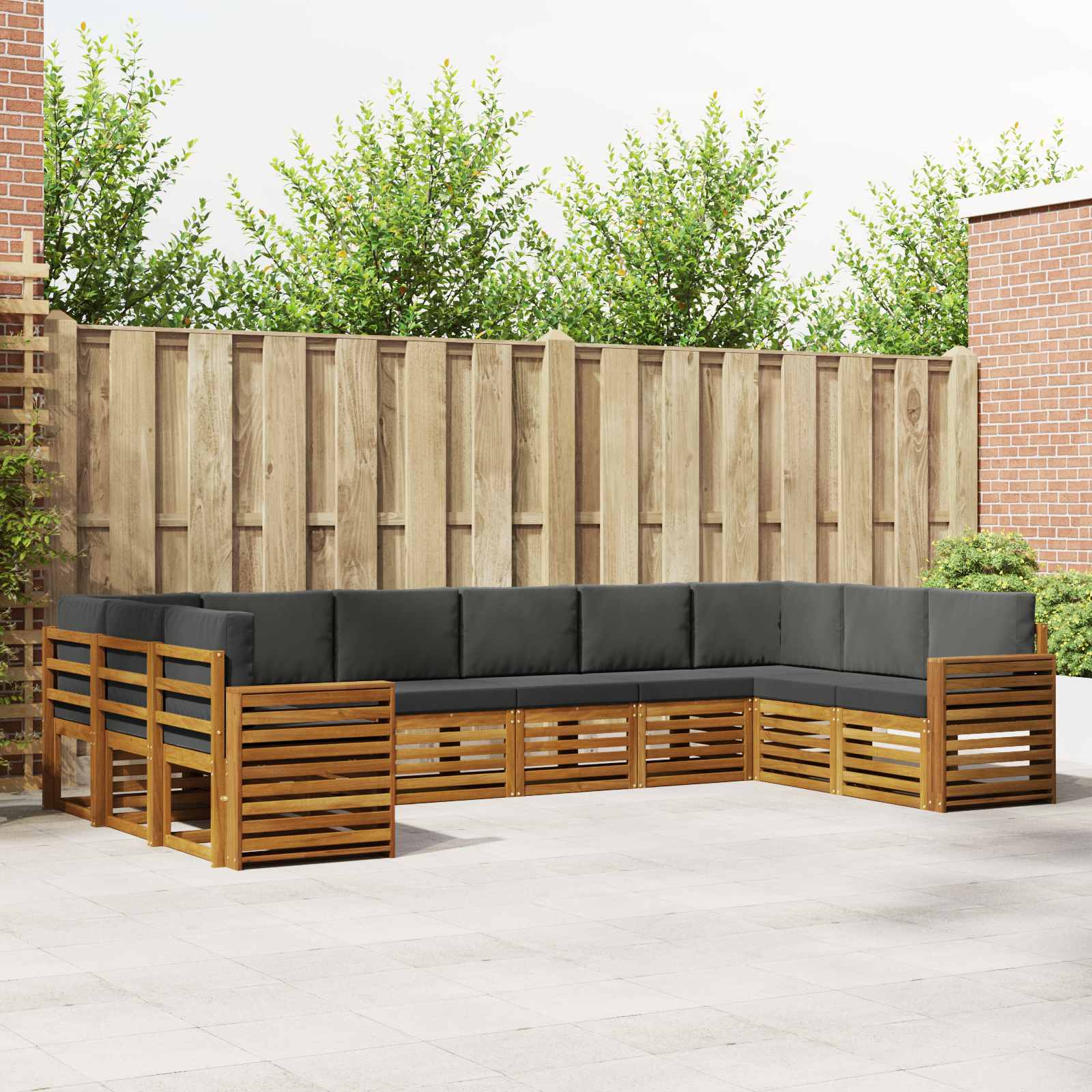 Ecksofa Set mit Kissen 10 pcs Natur und Anthrazit