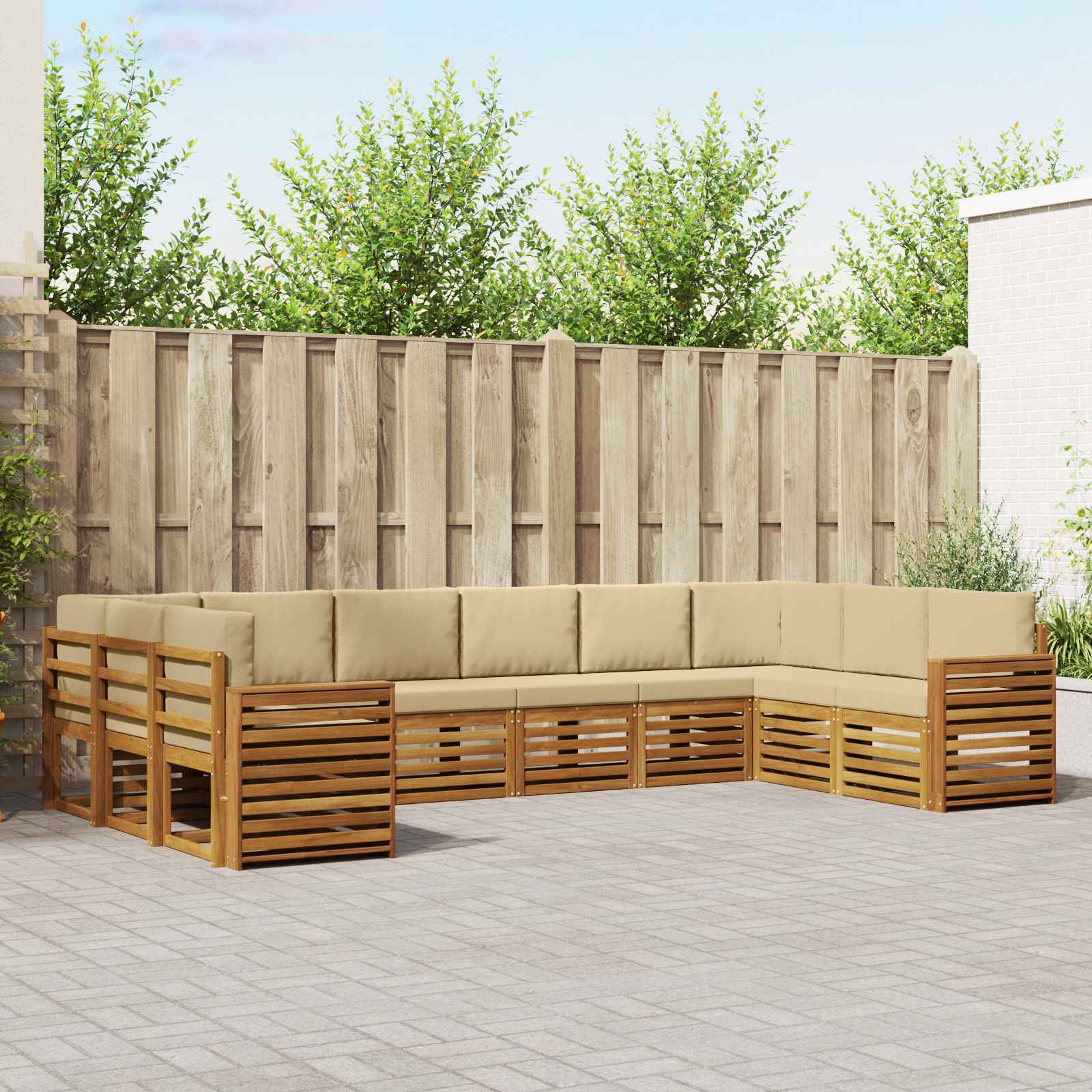Ecksofa Set mit Kissen 10 pcs Natur und Beige