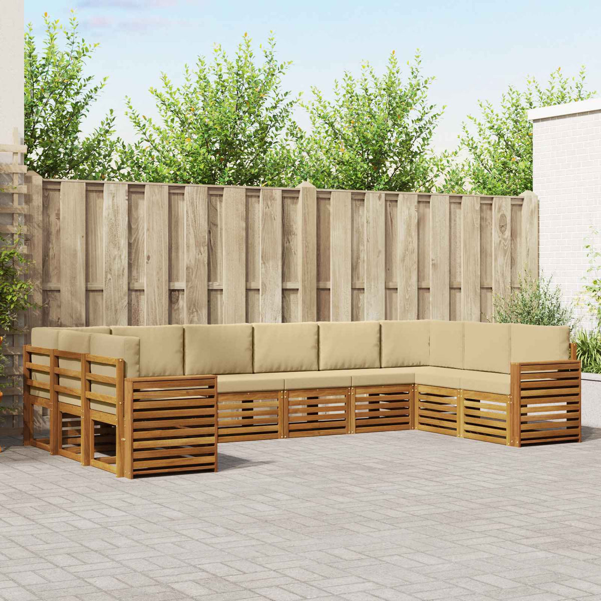 Outdoor-Sofagarnitur 10 stk. Natur und Beige