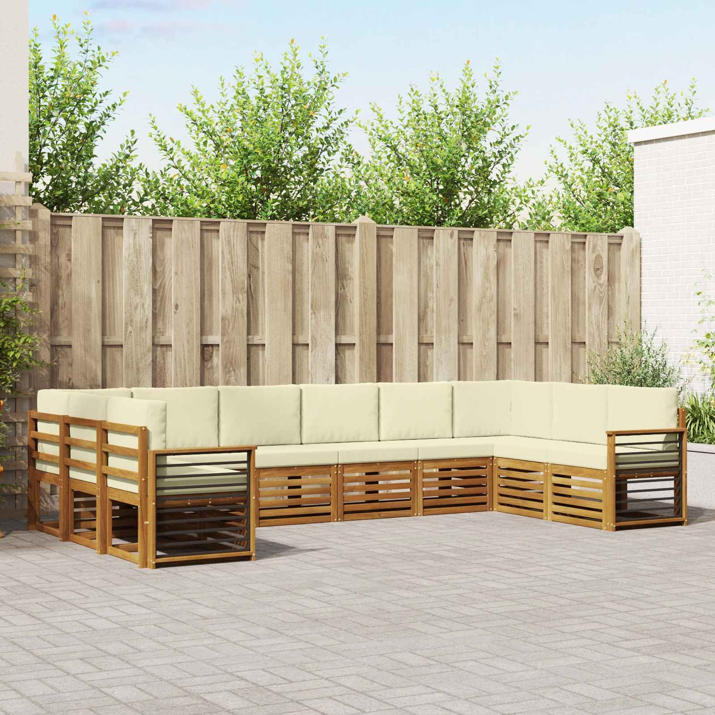 Outdoor-Sofagarnitur 10 stk. Natur und Creme