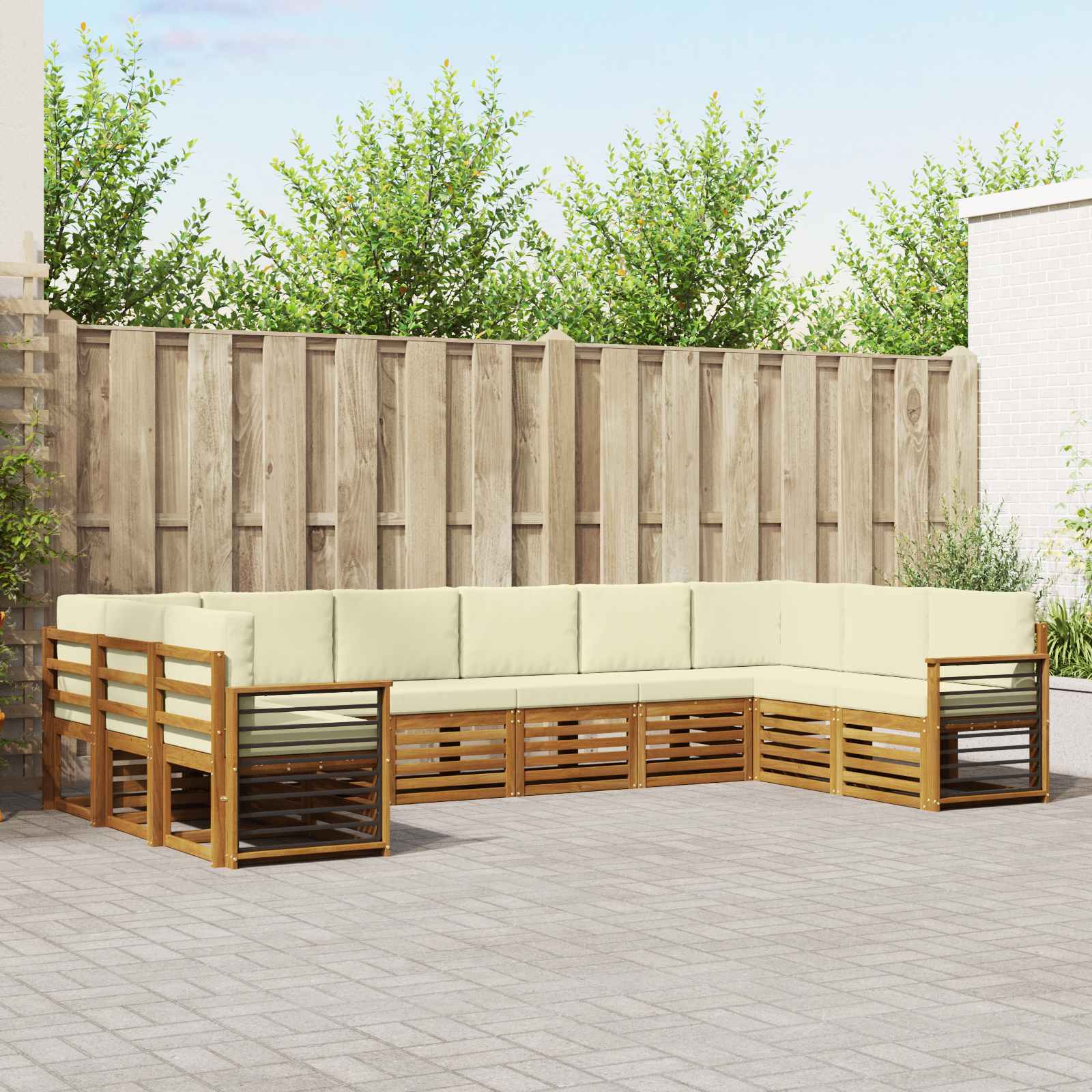 Outdoor-Sofagarnitur 10 stk. Natur und Creme