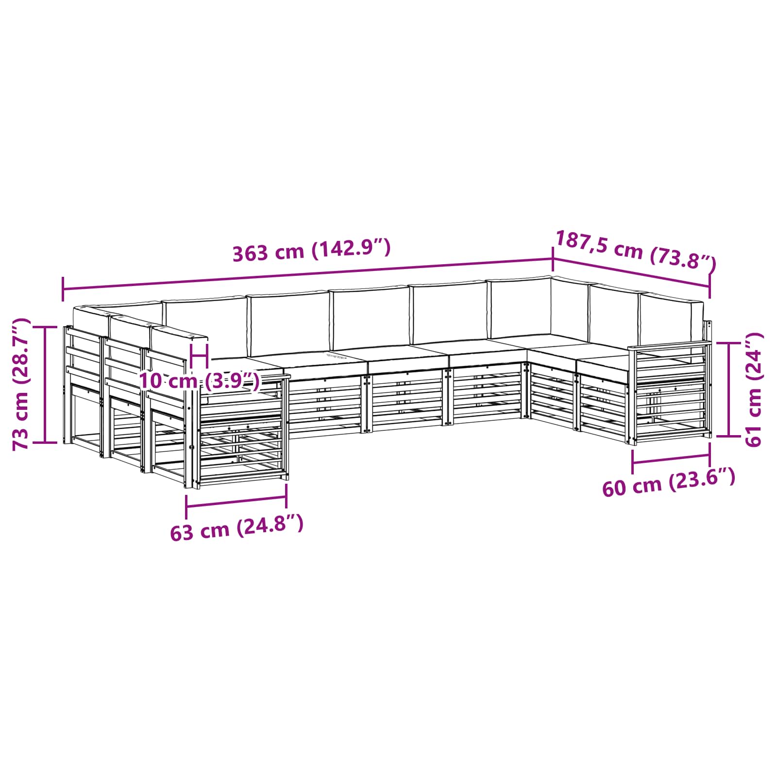 Outdoor-Sofagarnitur 10 stk. Natur und Creme