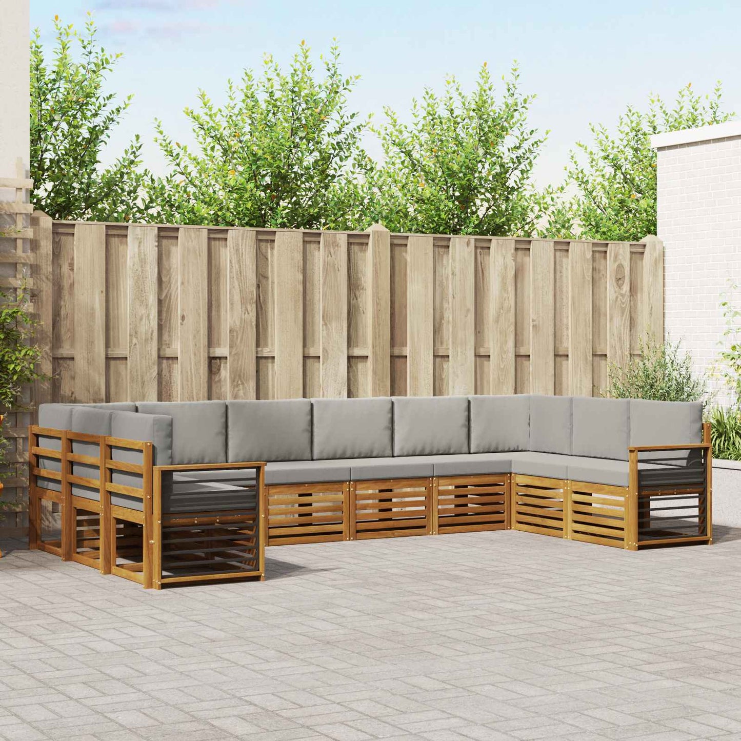 Ecksofa Set mit Kissen 10 pcs Natürlich und Hellgrau