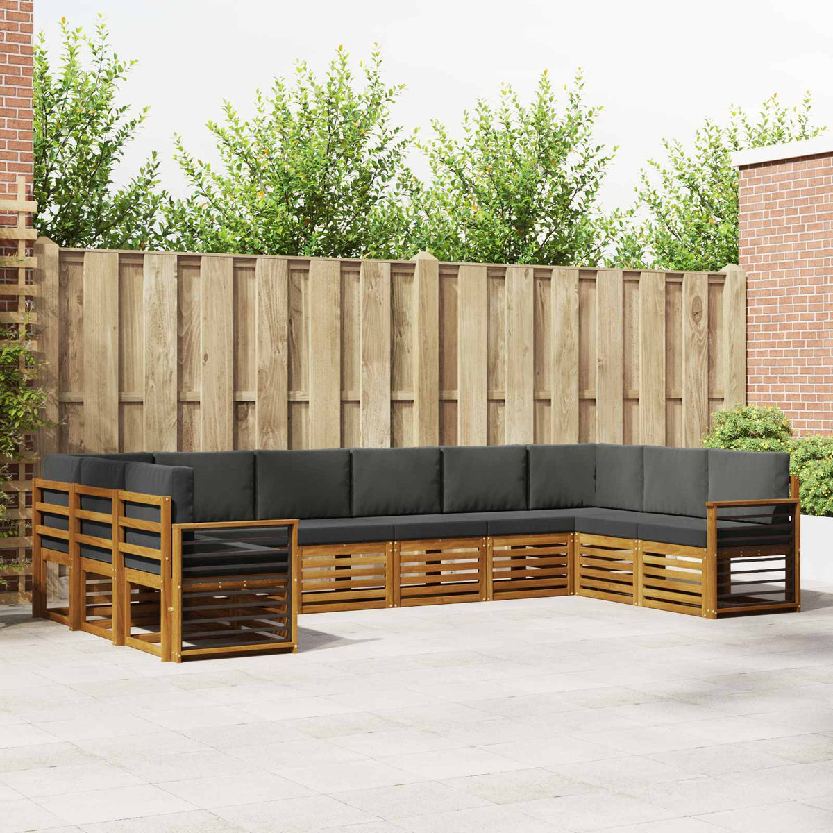 Outdoor-Sofagarnitur 10 stk. Natur und Anthrazit