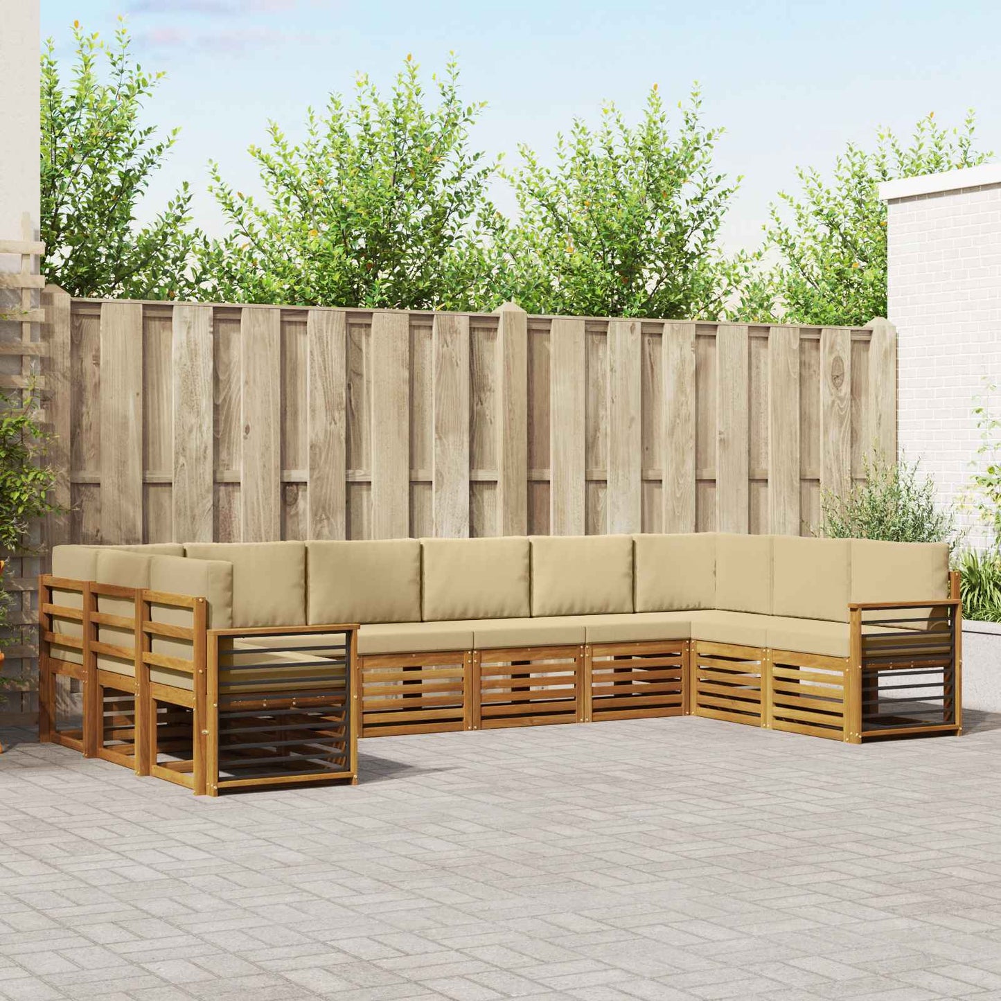 Outdoor-Sofagarnitur 10 stk. Natur und Beige