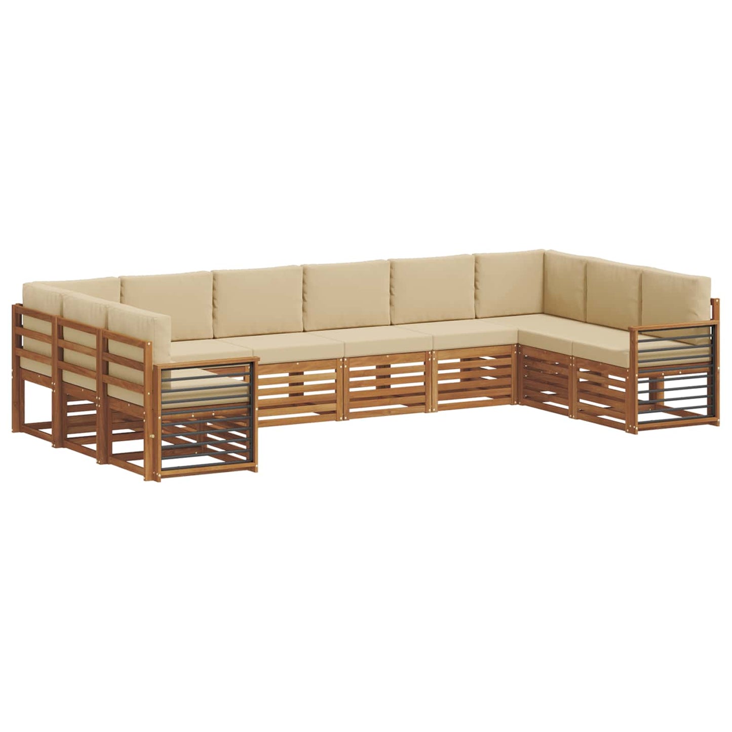 Outdoor-Sofagarnitur 10 stk. Natur und Beige