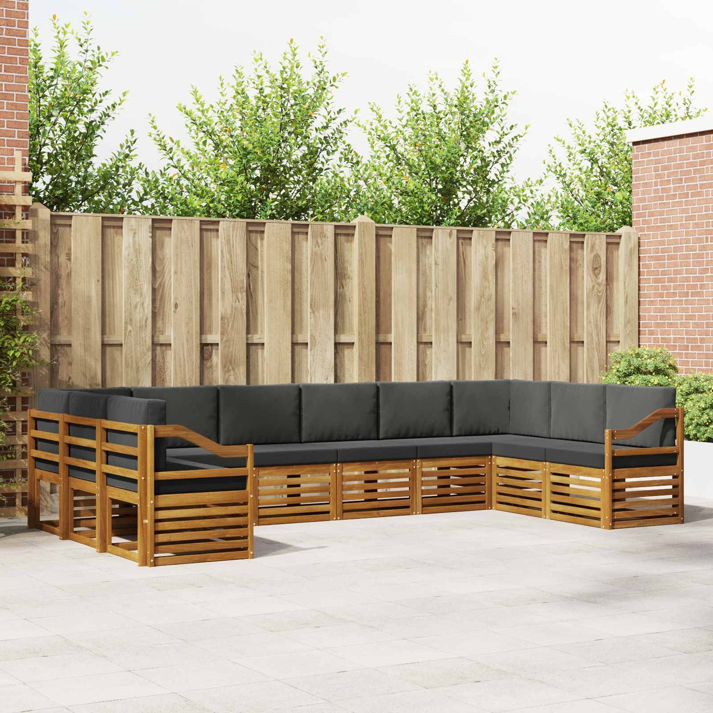 Outdoor-Sofagarnitur 10 stk. Natur und Anthrazit