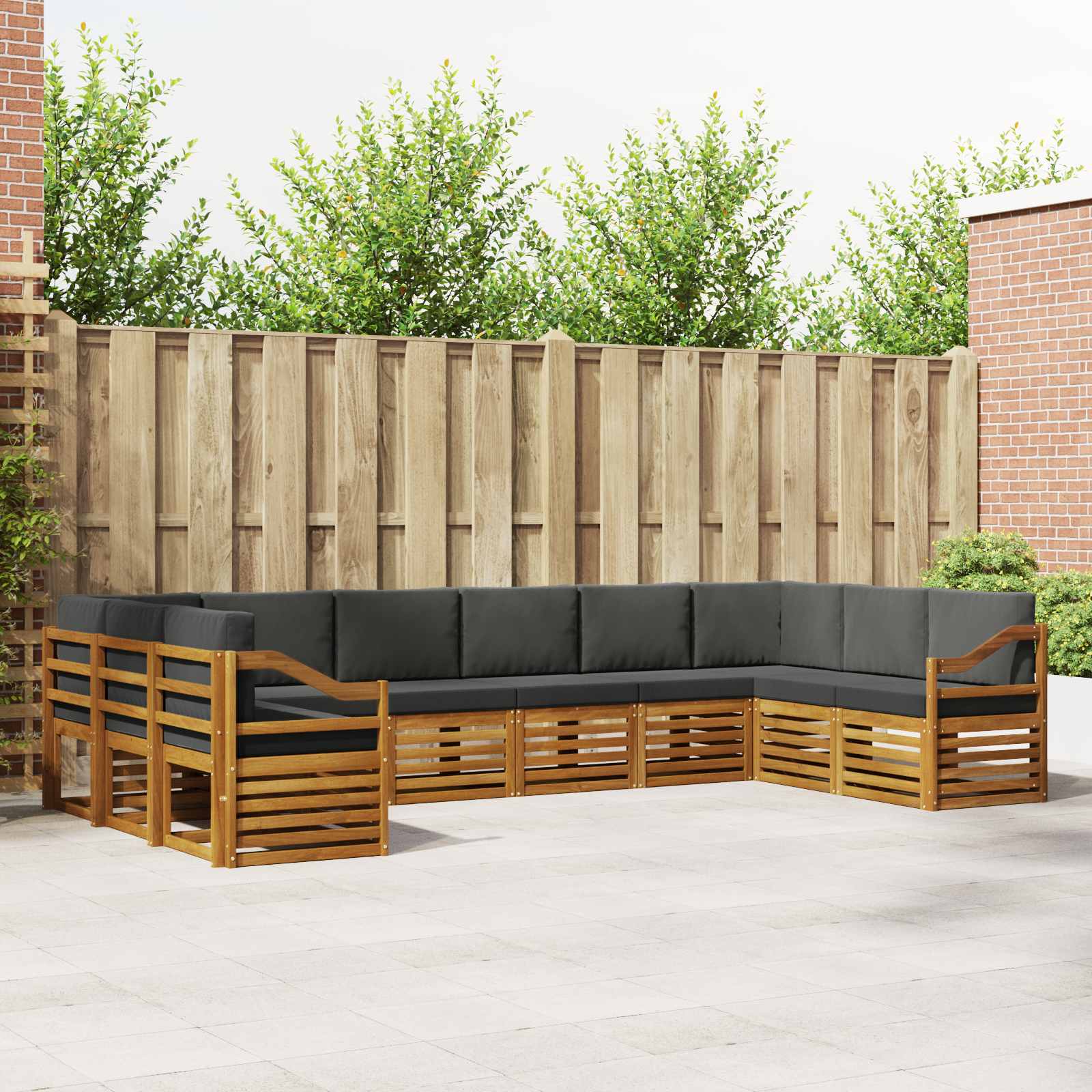 Outdoor-Sofagarnitur 10 stk. Natur und Anthrazit