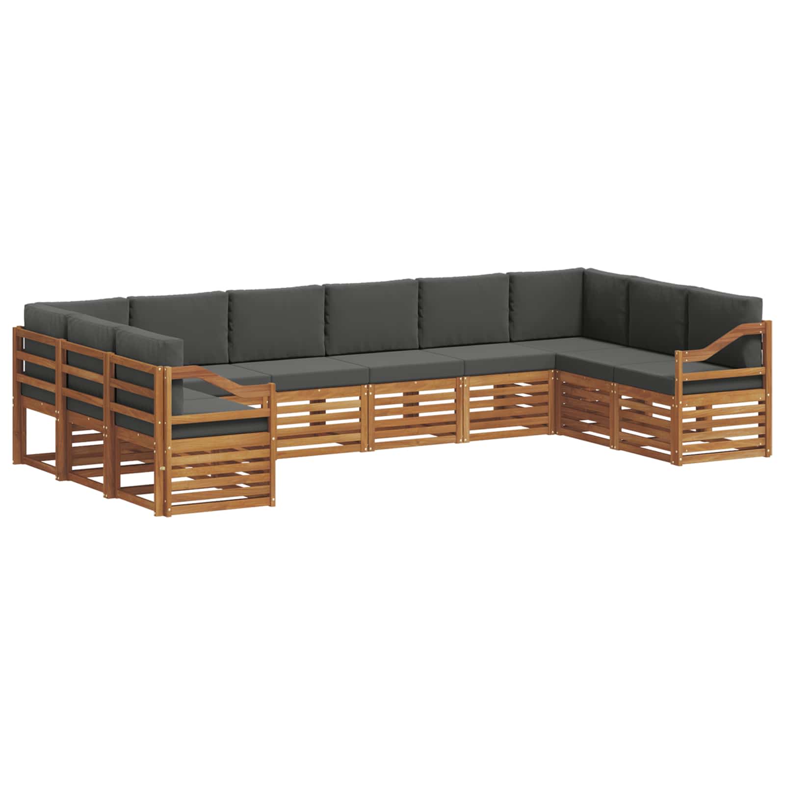Outdoor-Sofagarnitur 10 stk. Natur und Anthrazit