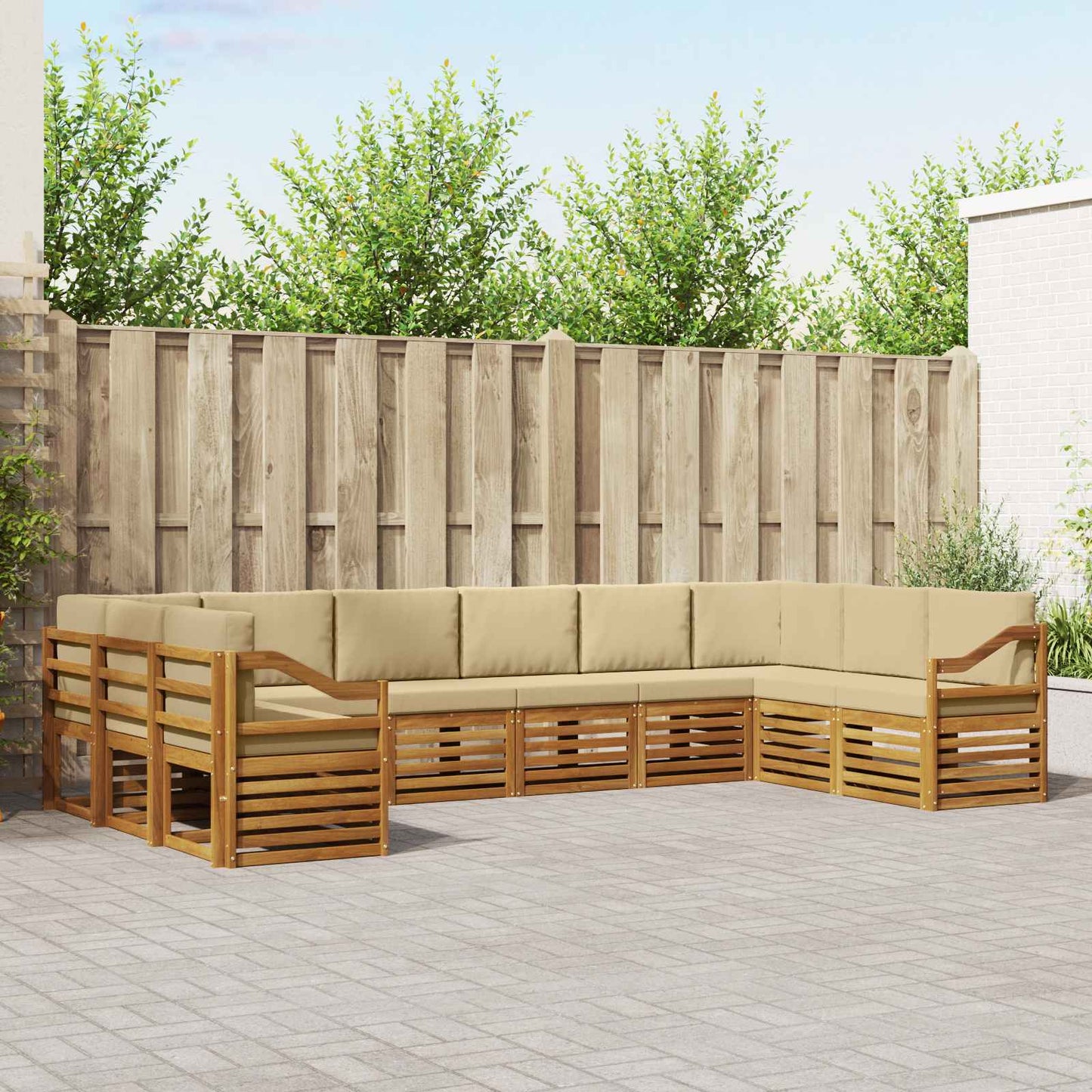 Outdoor-Sofagarnitur 10 stk. Natur und Beige