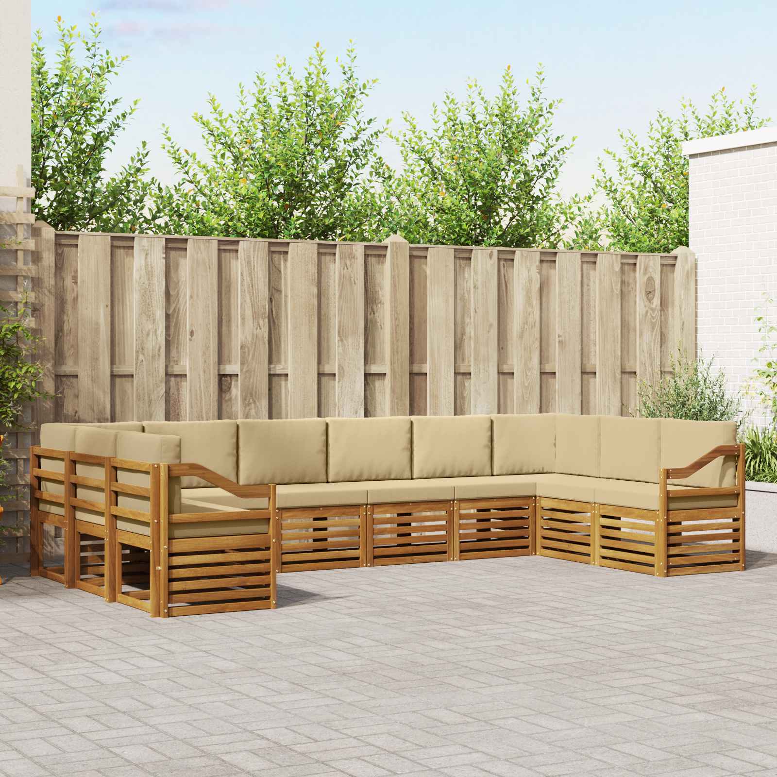 Outdoor-Sofagarnitur 10 stk. Natur und Beige