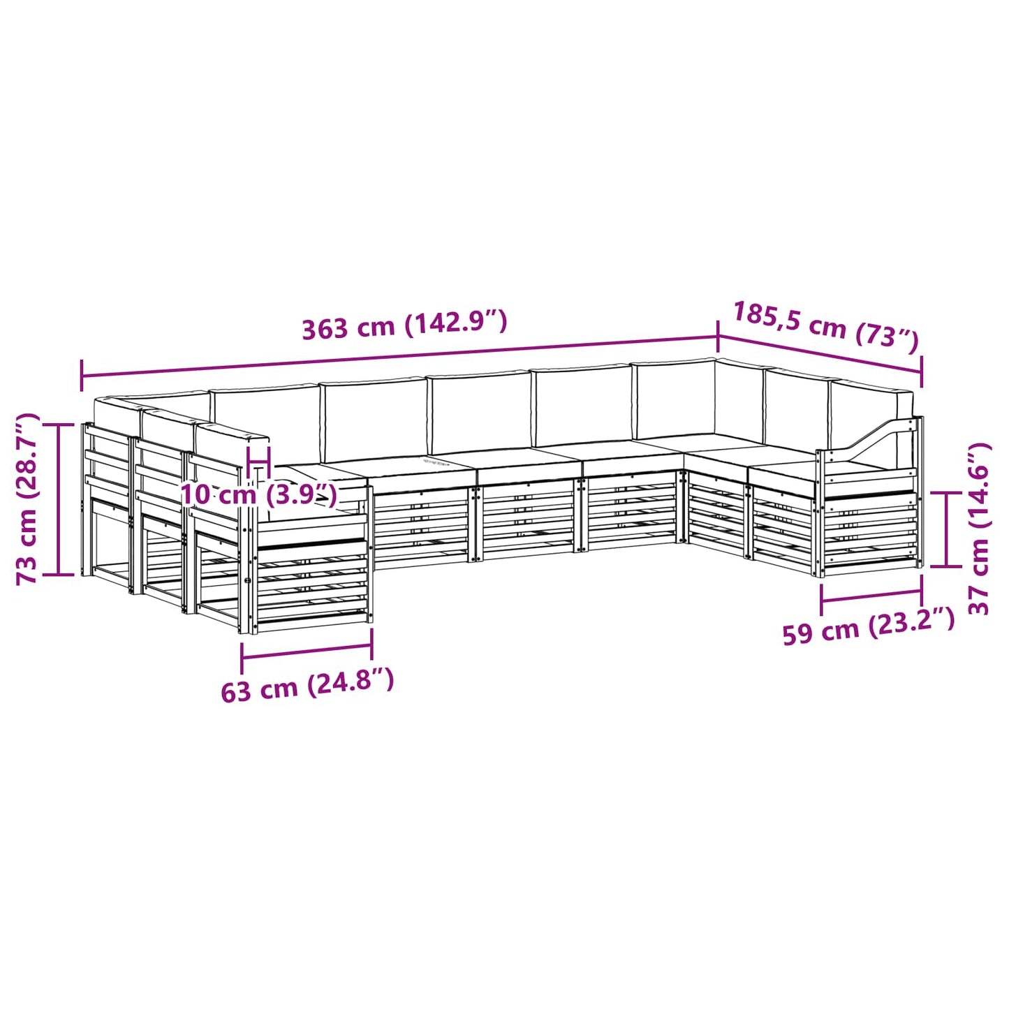 Outdoor-Sofagarnitur 10 stk. Natur und Beige