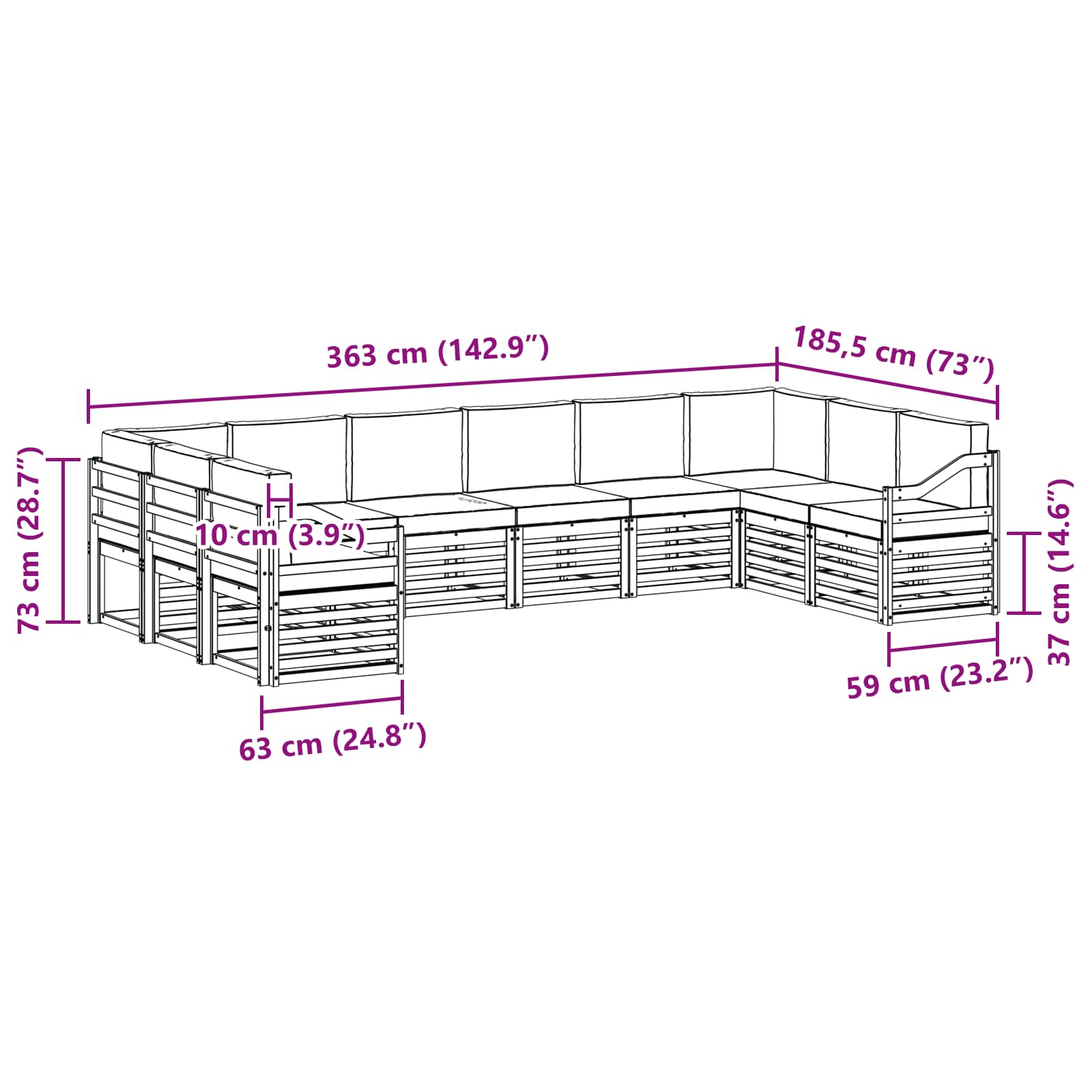 Outdoor-Sofagarnitur 10 stk. Natur und Beige