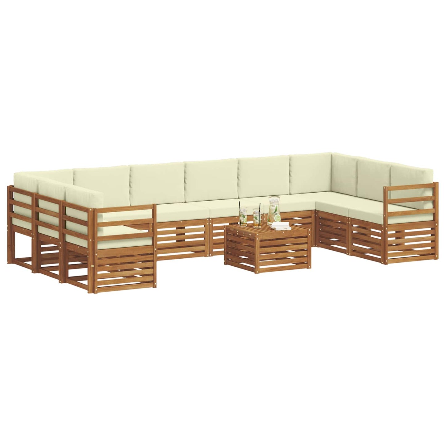Outdoor-Sofagarnitur 11 stk. Natur und Creme