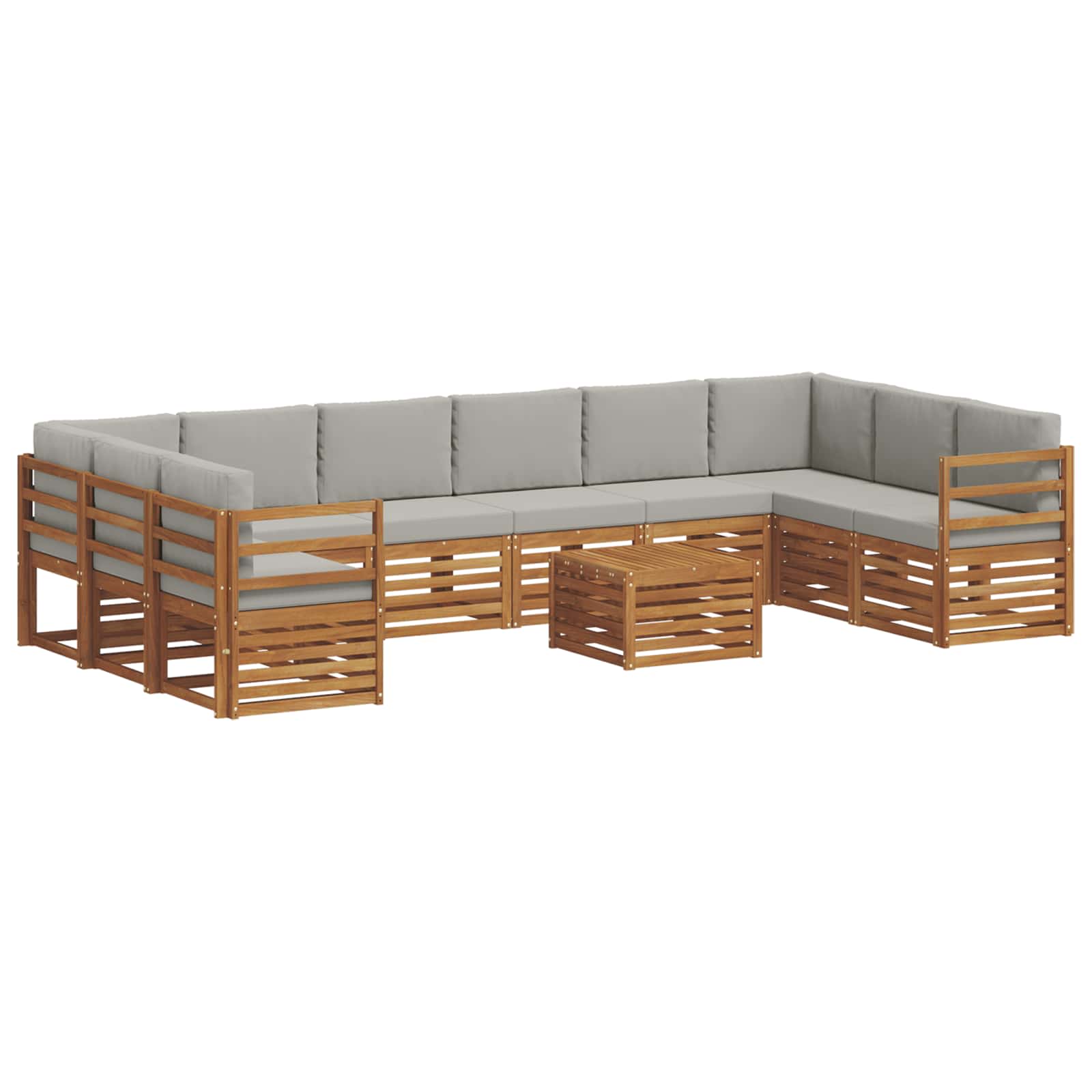 Outdoor-Sofagarnitur mit Kissen 11 pcs Natürlich und Hellgrau