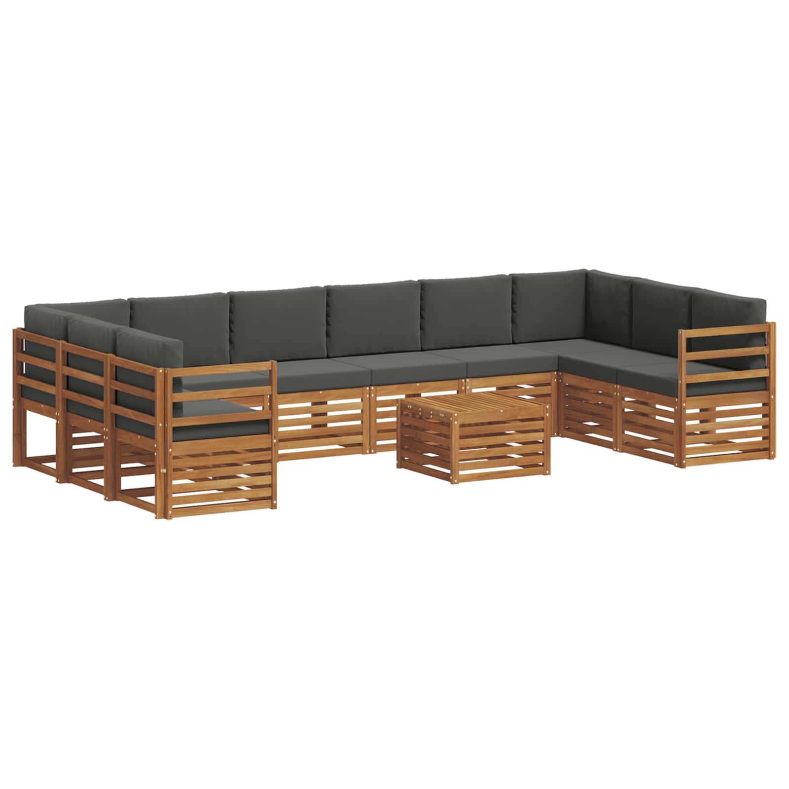 Outdoor-Sofagarnitur 11 stk. Natur und Anthrazit