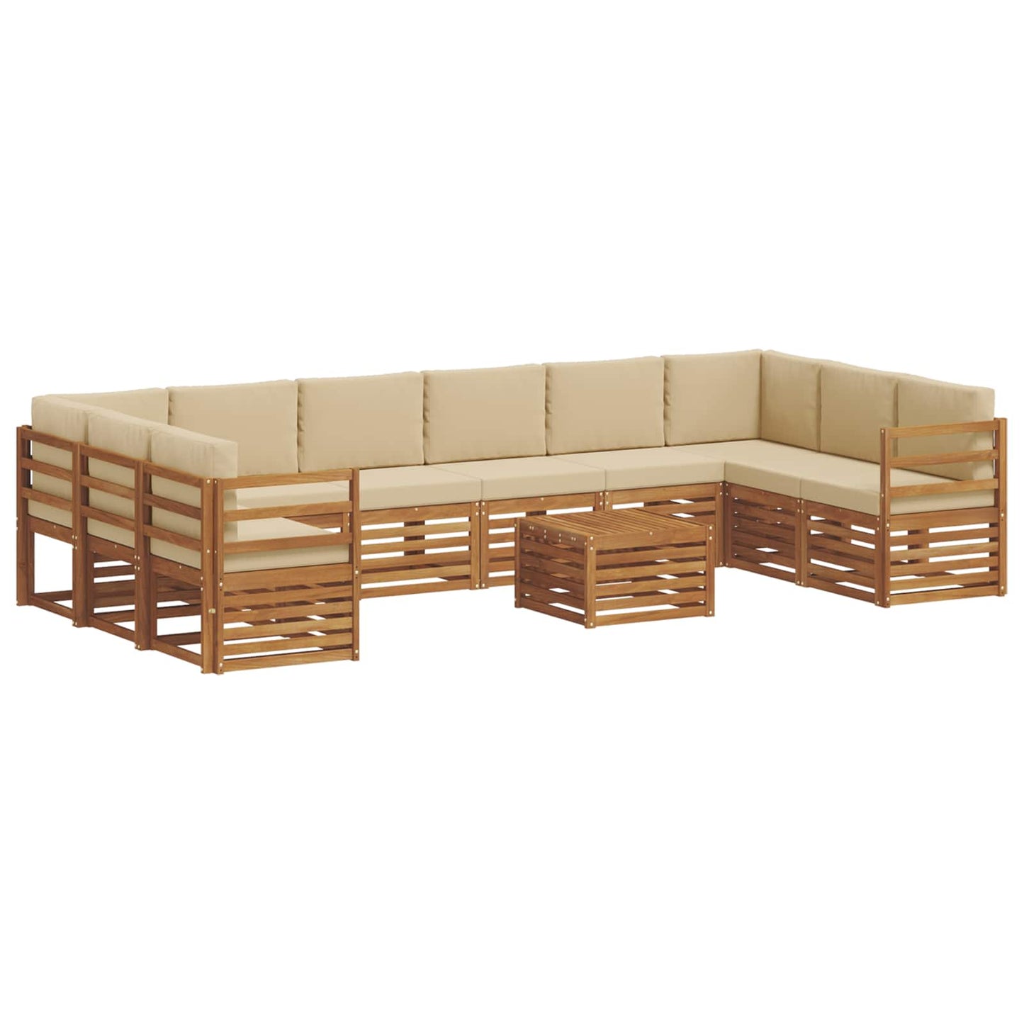Outdoor-Sofagarnitur 11 stk. Natur und Beige