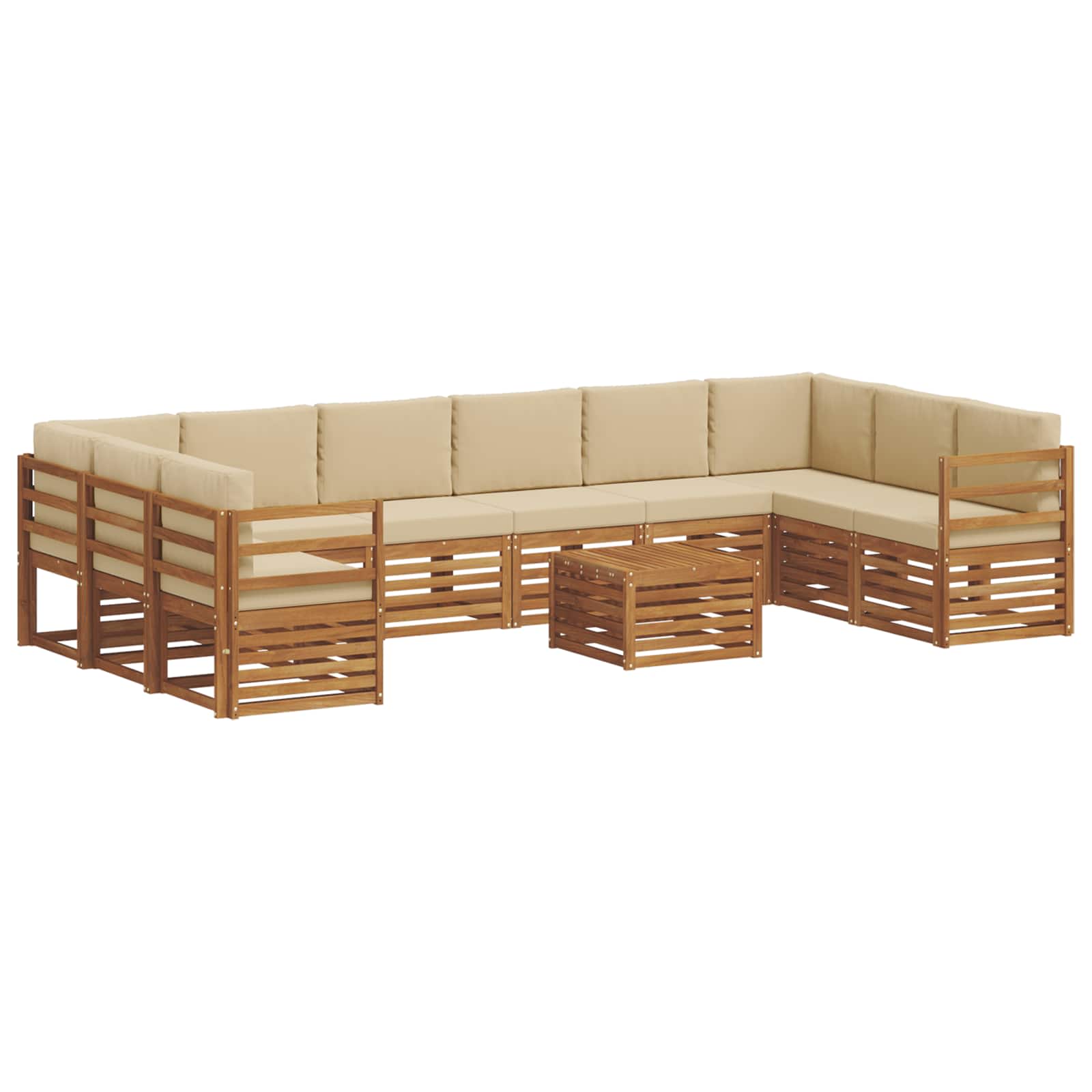 Outdoor-Sofagarnitur 11 stk. Natur und Beige