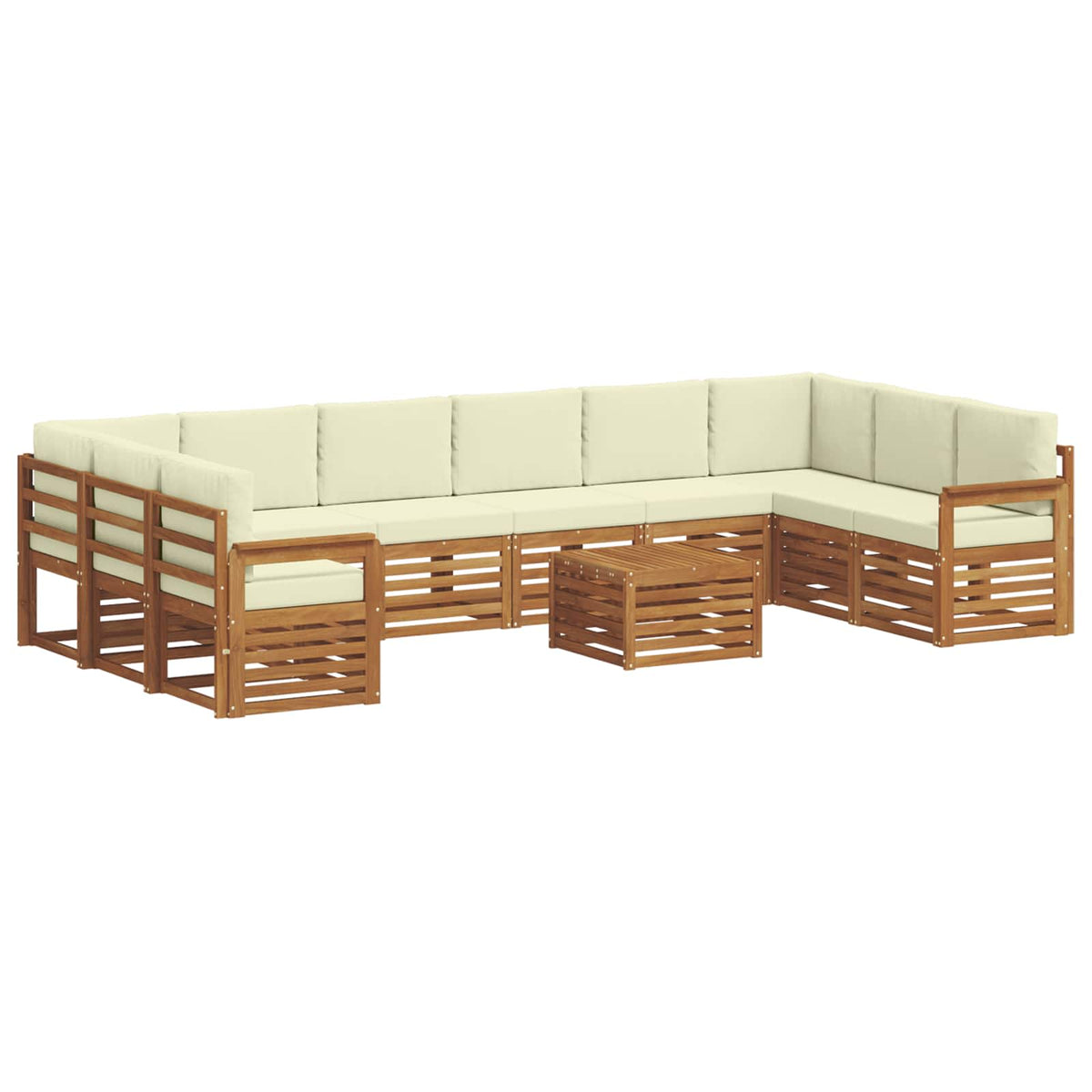 Outdoor-Sofagarnitur 11 stk. Natur und Creme