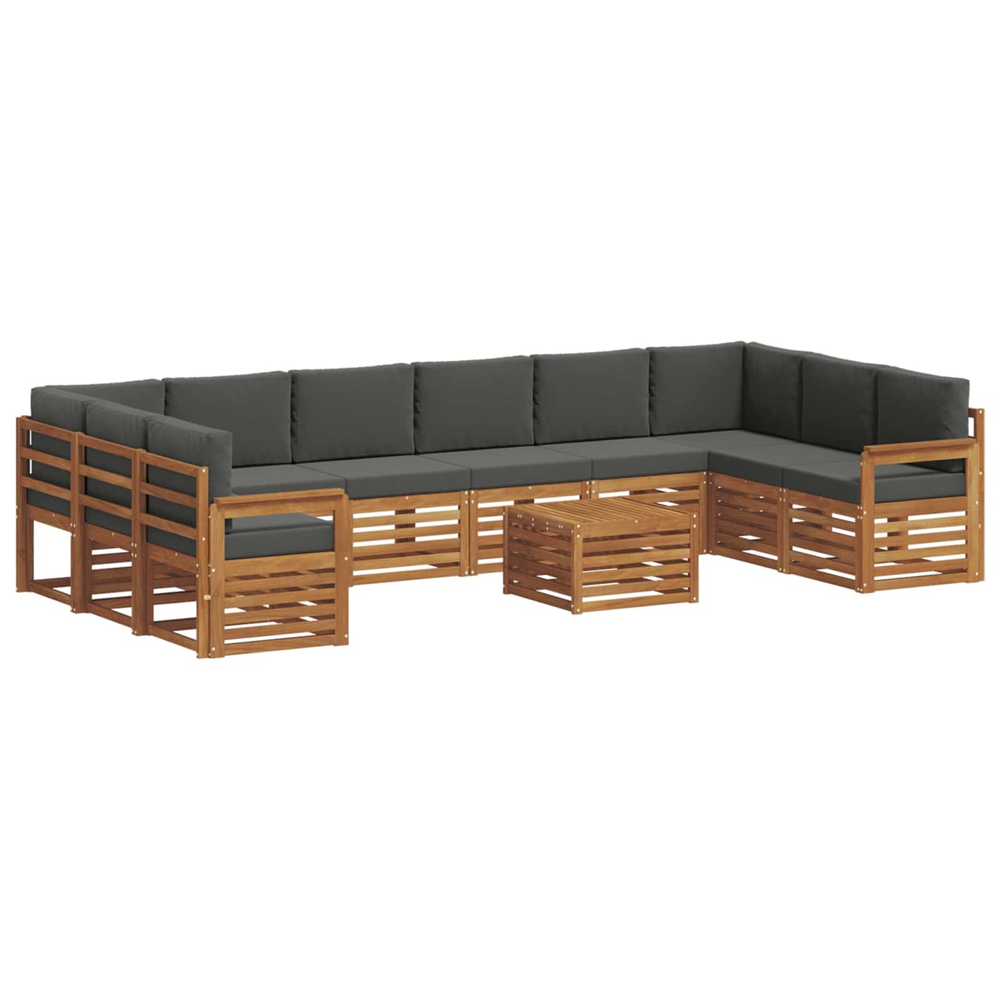 Outdoor-Sofagarnitur mit Kissen 11 pcs Natur und Anthrazit