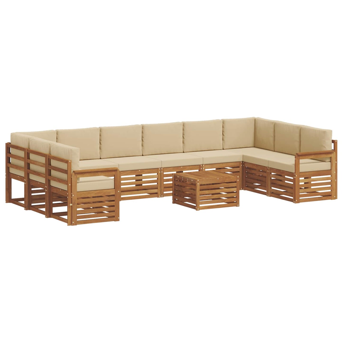 Outdoor-Sofagarnitur 11 stk. Natur und Beige