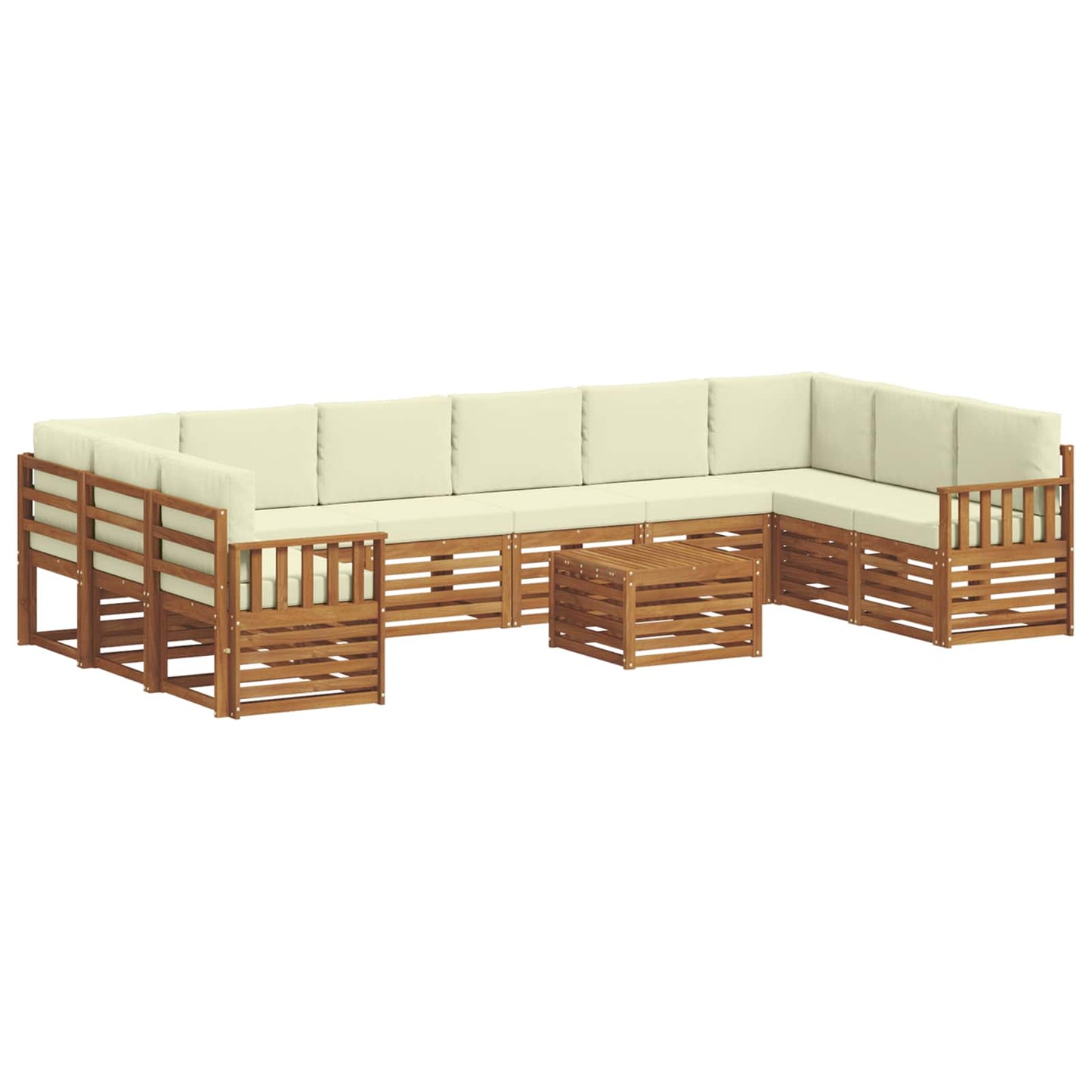 Outdoor-Sofagarnitur 11 pcs Natur und Creme Massivholz Akazie