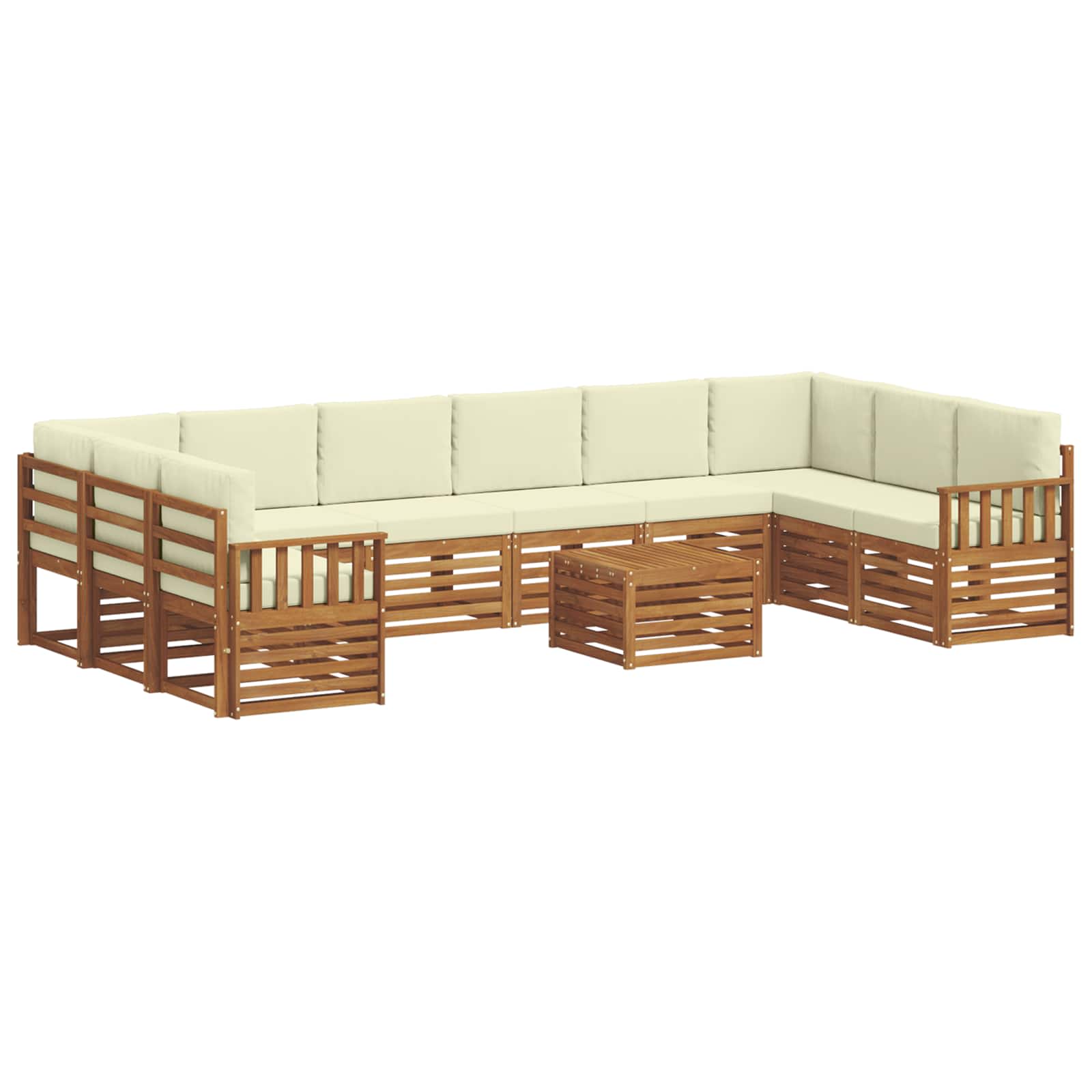 Outdoor-Sofagarnitur 11 pcs Natur und Creme Massivholz Akazie