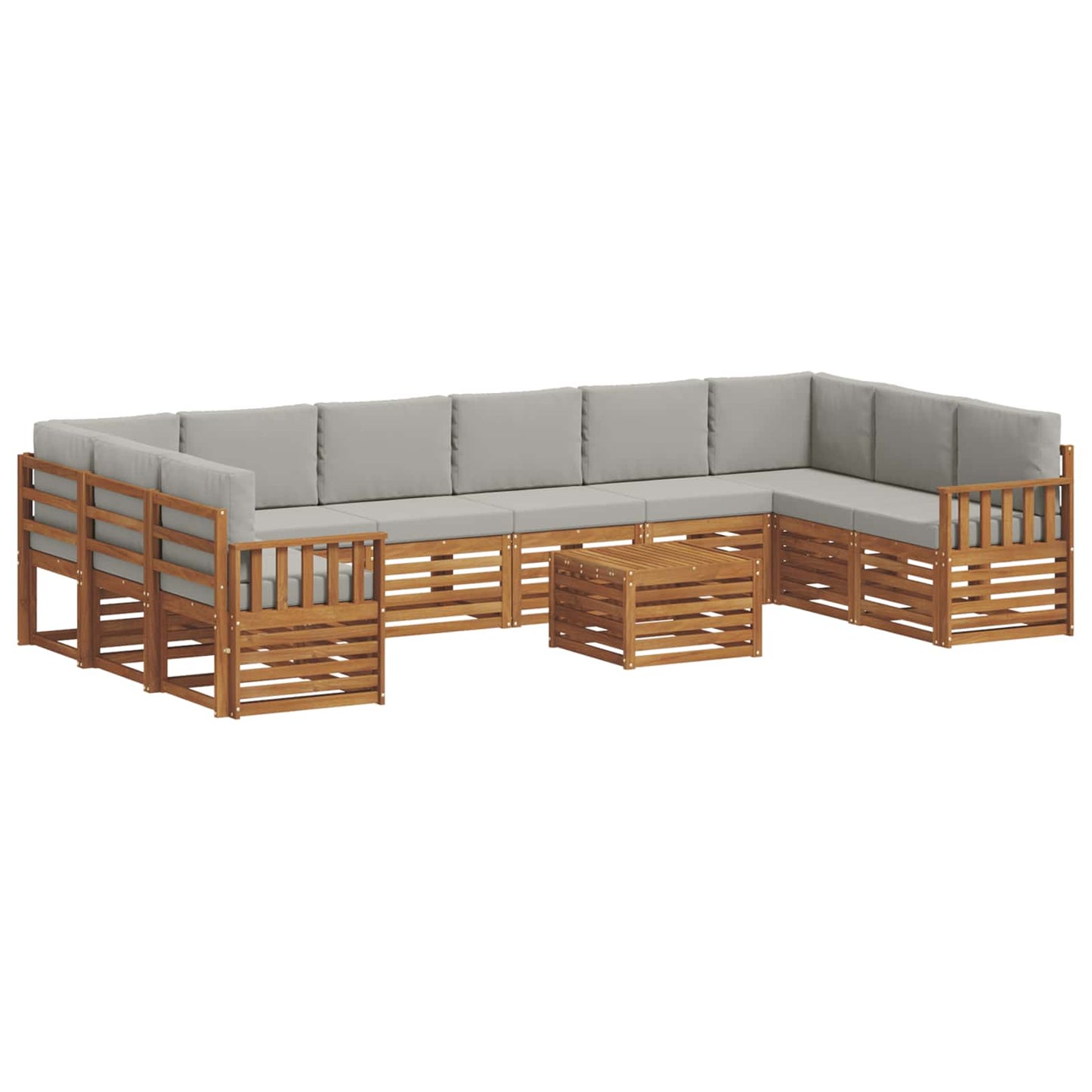 Outdoor-Sofagarnitur mit Kissen 11 pcs Natürlich und Hellgrau