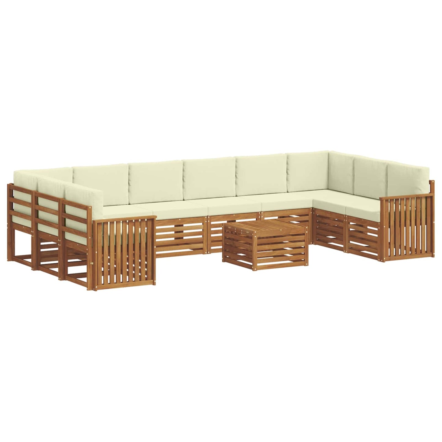Outdoor-Sofagarnitur 11 pcs Natur und Creme Massivholz Akazie
