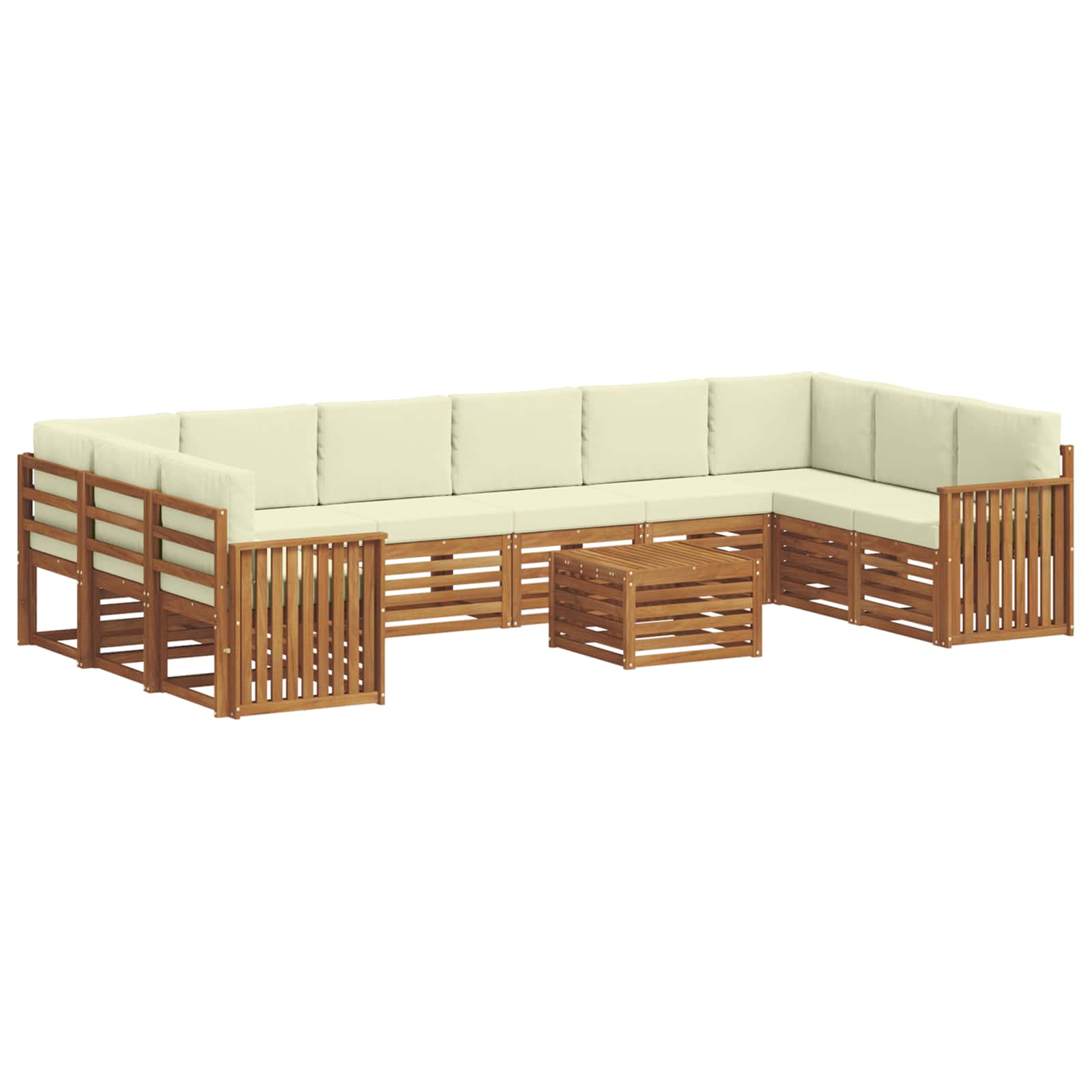 Outdoor-Sofagarnitur 11 pcs Natur und Creme Massivholz Akazie