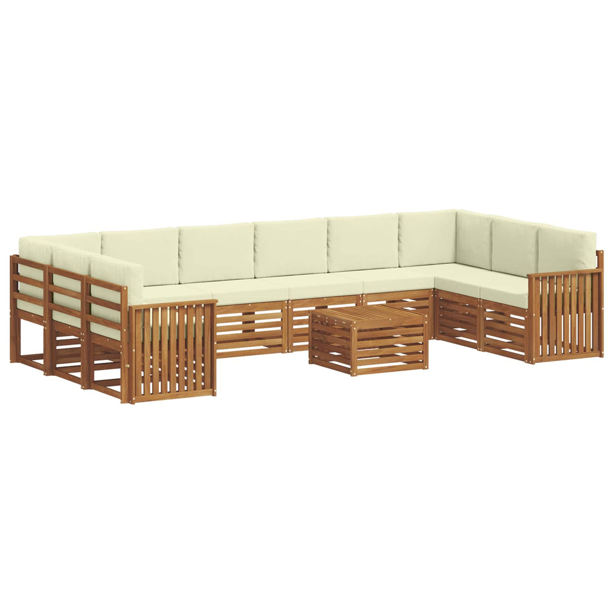 Outdoor-Sofagarnitur 11 stk. Natur und Creme