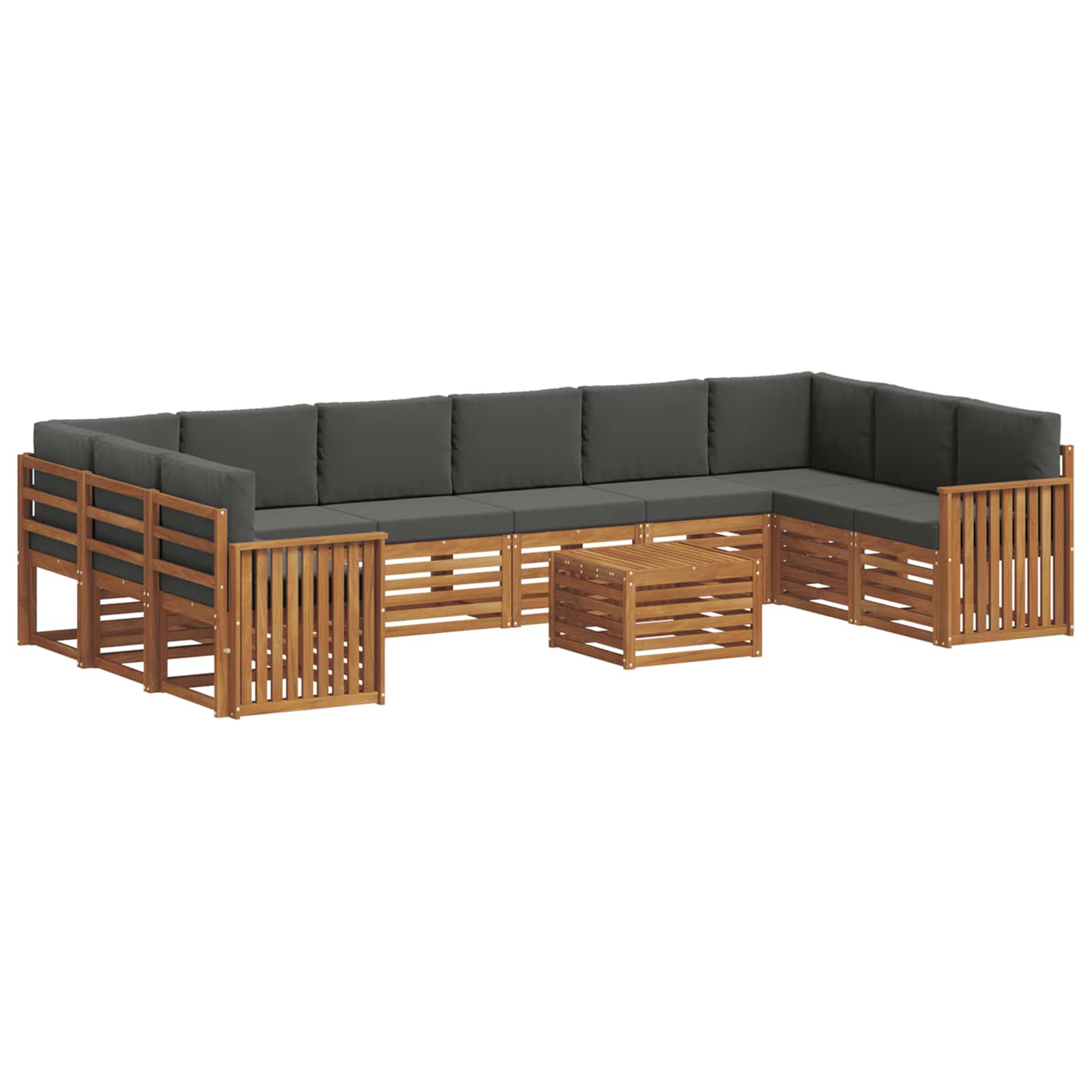 Outdoor-Sofagarnitur mit Kissen 11 pcs Natur und Anthrazit